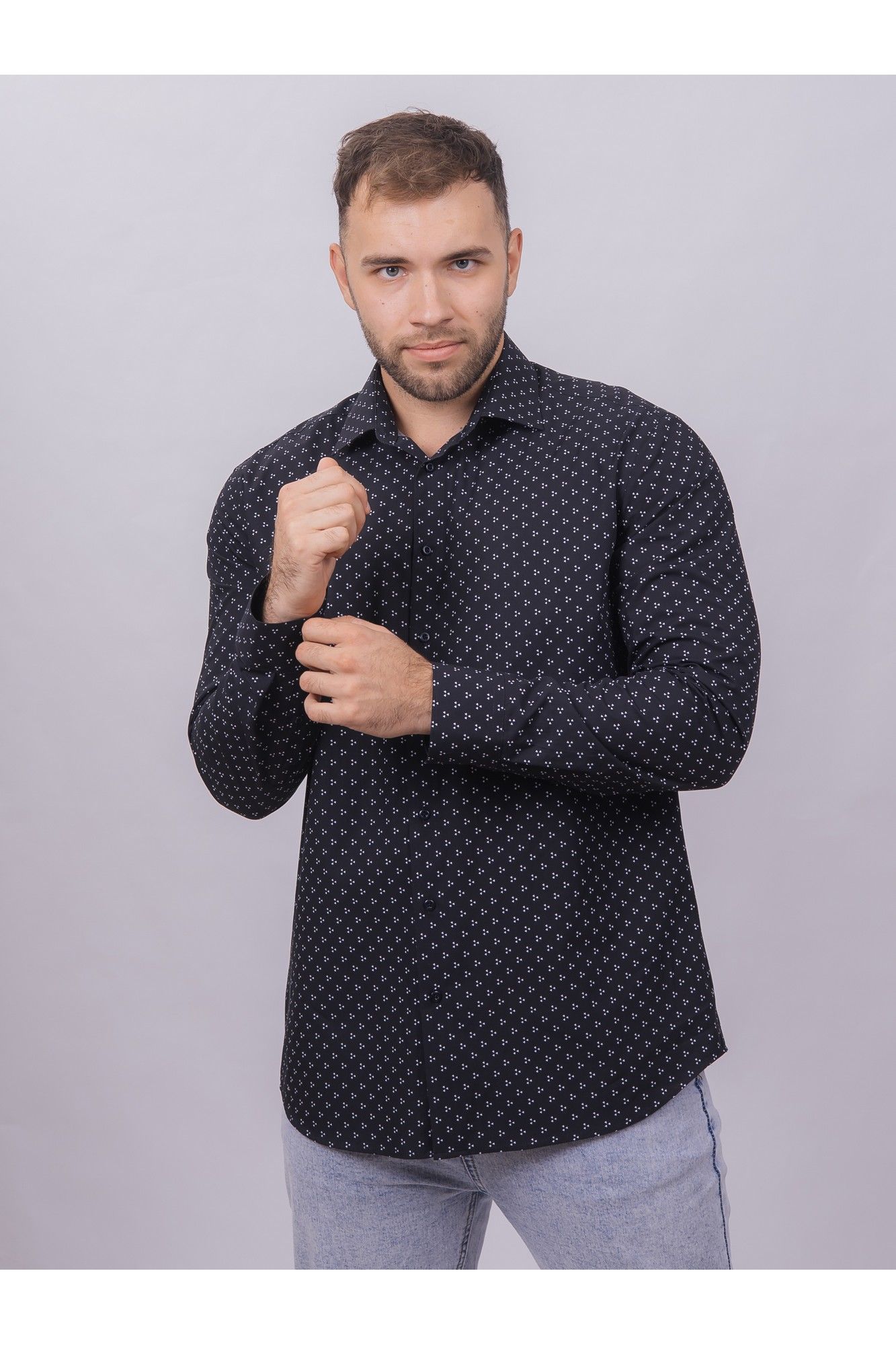Рубашки с длинным рукавом Nadex 01-094811/501-24 темно-синий-белый