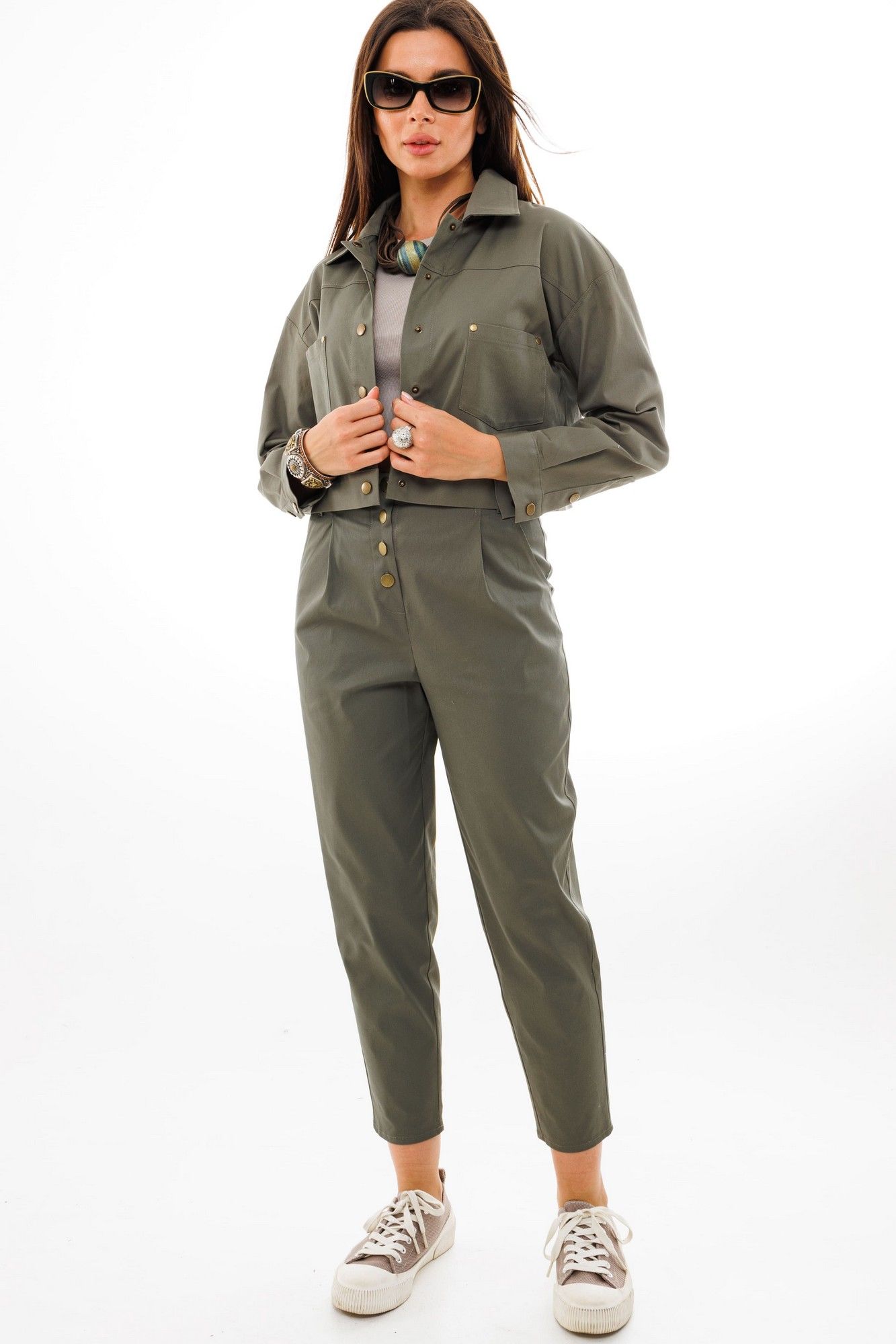 Брючные костюмы Anelli 1300 оливковый