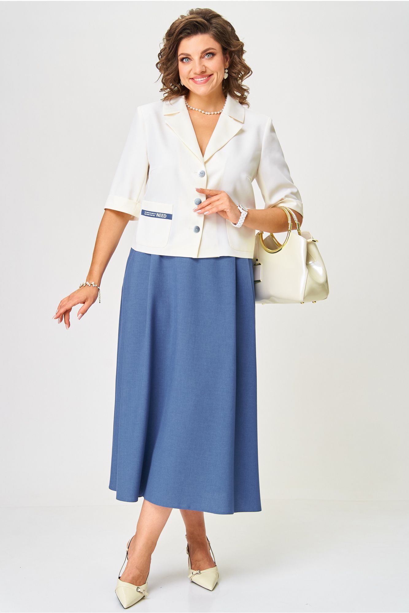 
Aira Style 24123 молочно-синий, Юбка,  Жакет
