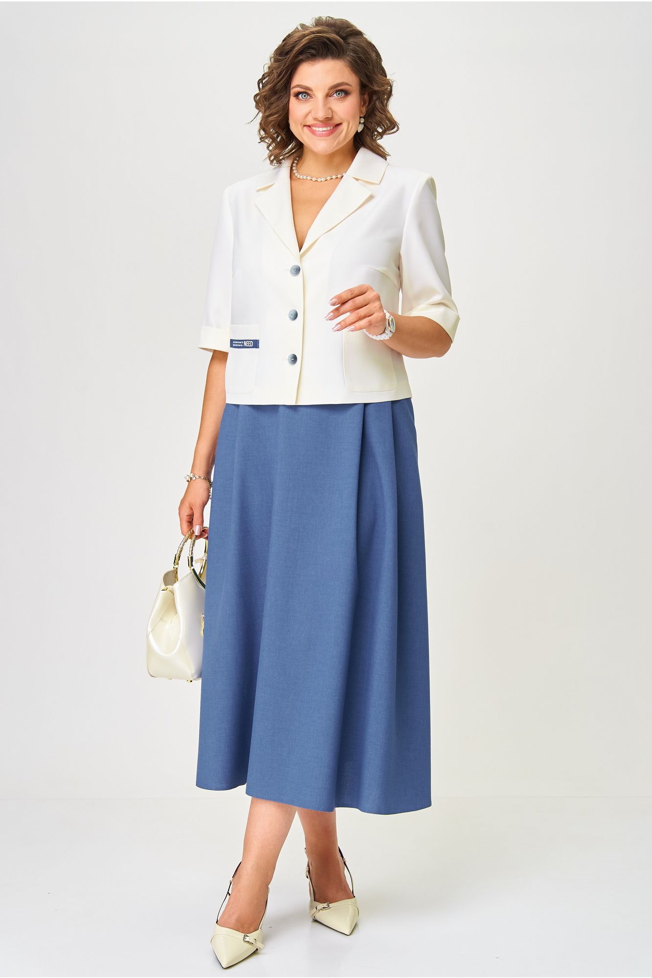 
Aira Style 24123 молочно-синий, Юбка,  Жакет