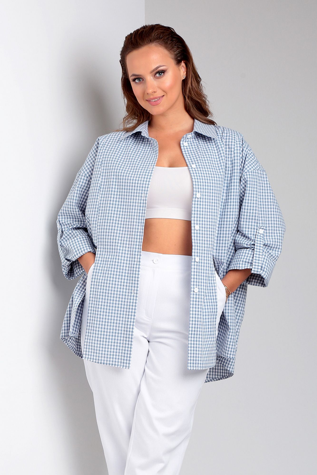 Рубашки Liona Style 897 голубая_клетка
