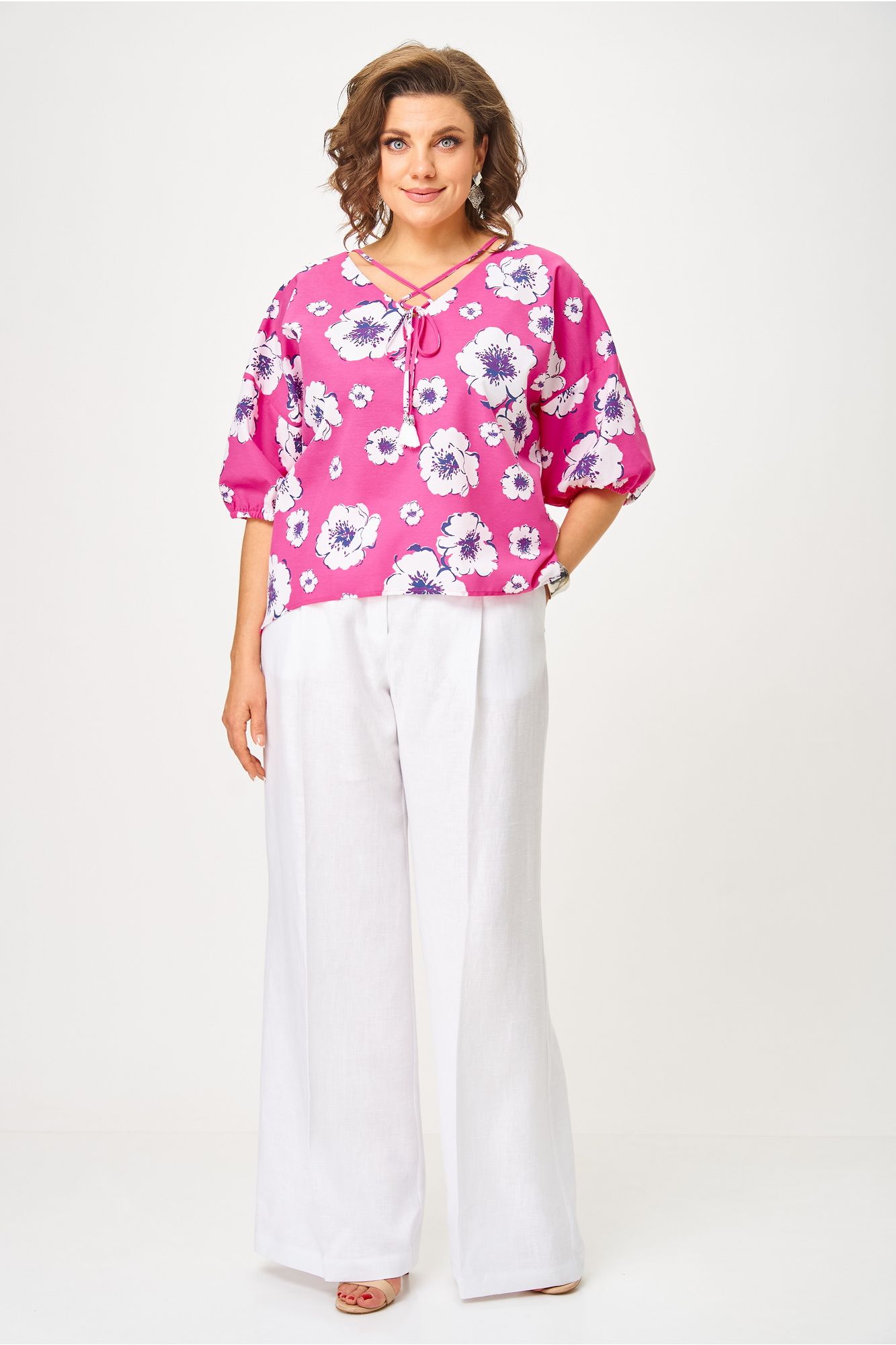 Комплекты брючные Andina city 9071-25 белый-фуксия