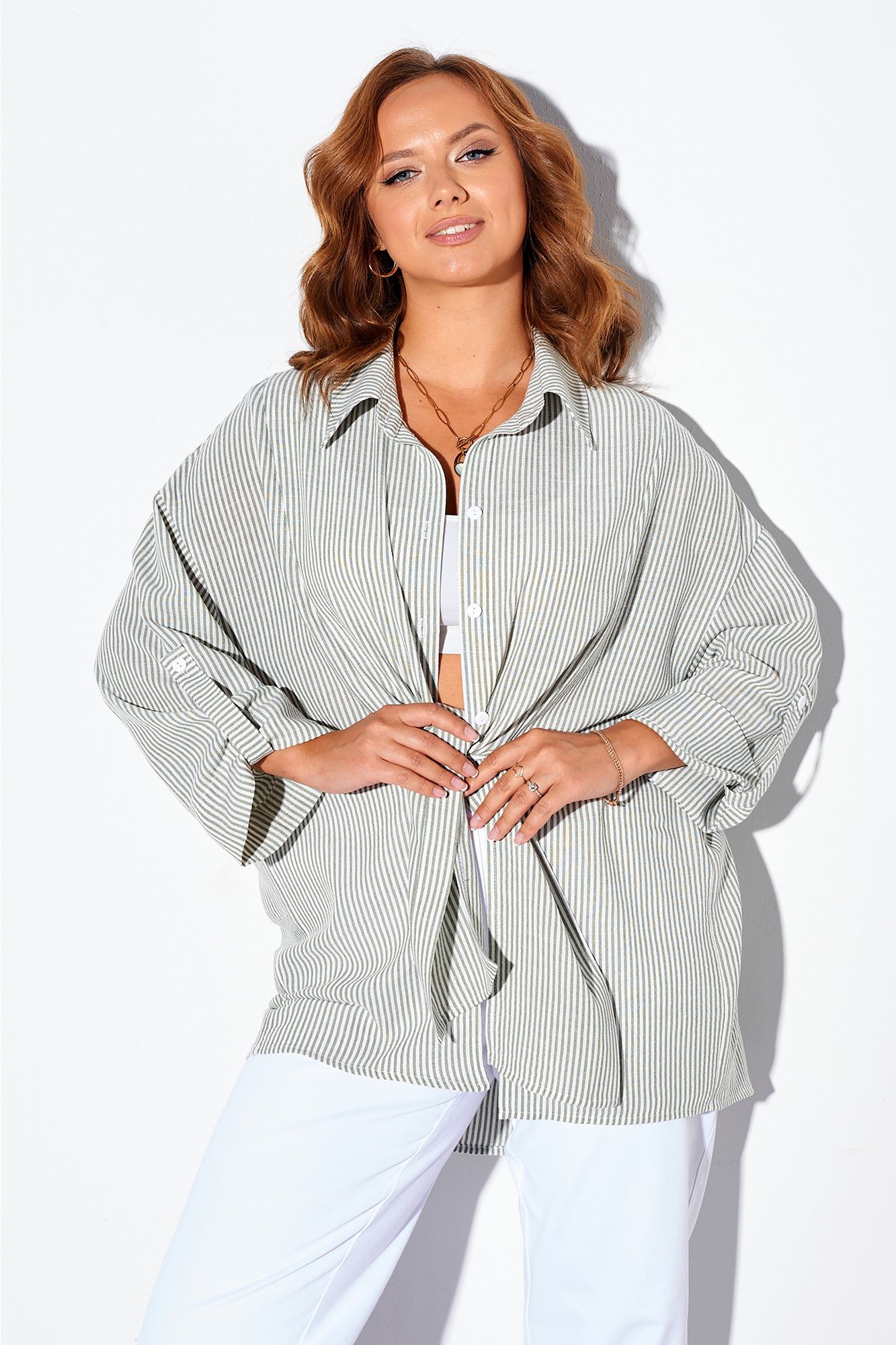 Рубашки Liona Style 897 оливка_полоска