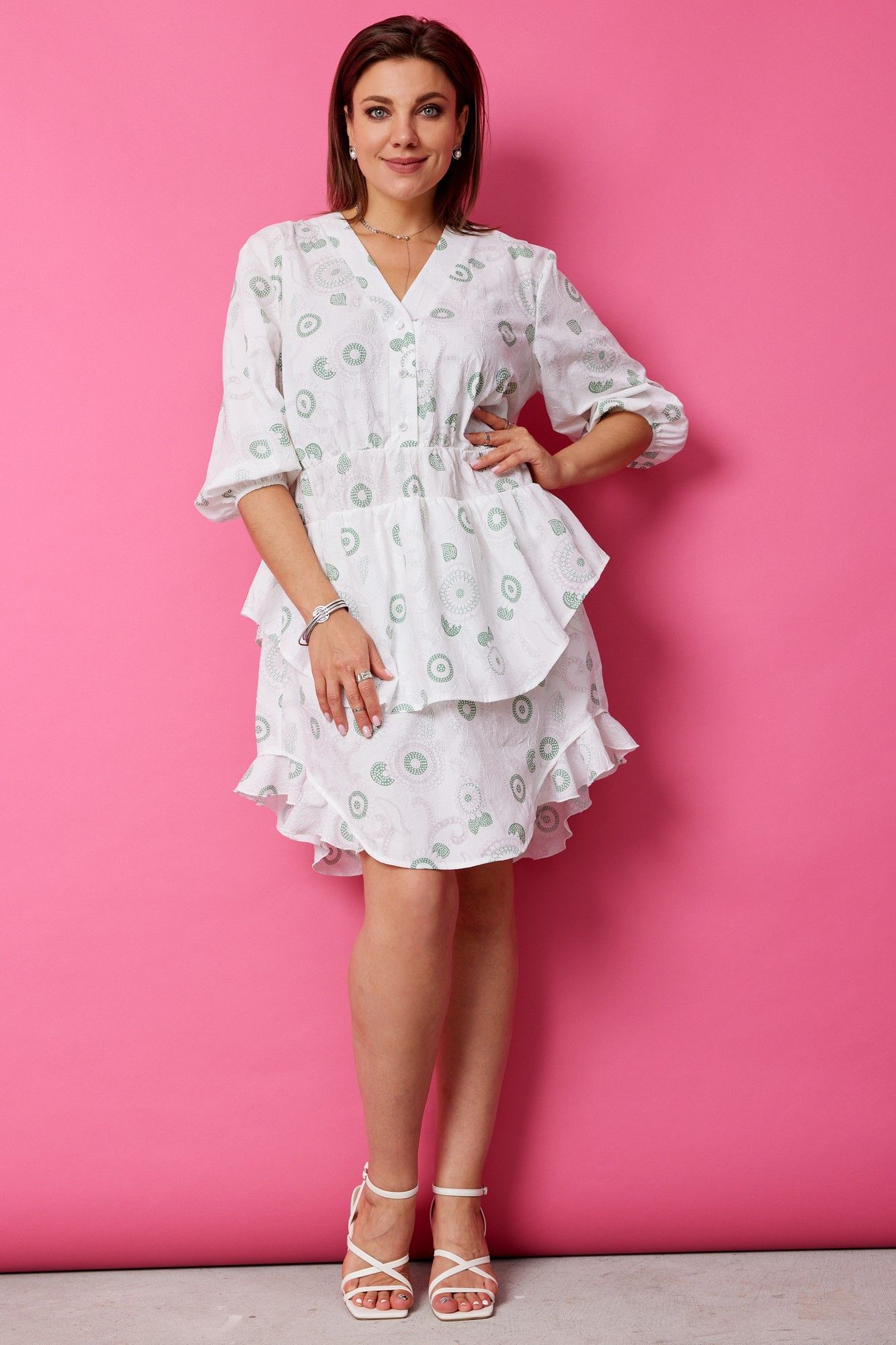 Платья BegiModa 1056 шалфей_на_белом