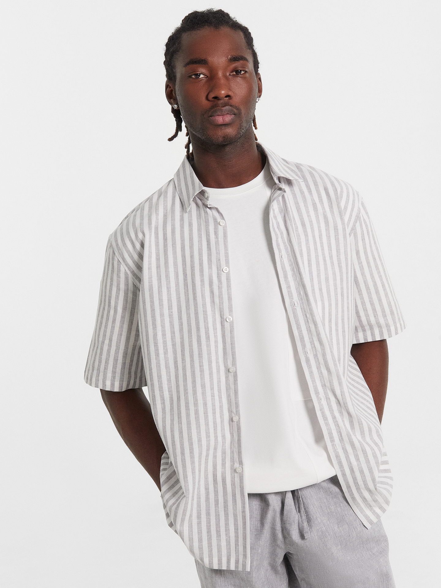 Рубашки с коротким рукавом Mark Formelle 111847/1/24-4491П-9 бело_серая_полоска