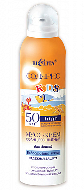 Загар и защита от солнца Belita Солярис-Мусс-крем водостойкий SPF 50 д/ детей,аэрозНОВ