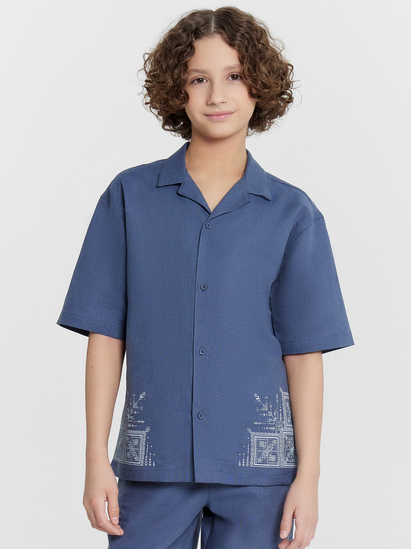 Рубашки с коротким рукавом Mark Formelle 113454/24-33188П-9 шторм_печать_1_сл_на_ПР_1сл_на_ЛВ_дет_пер