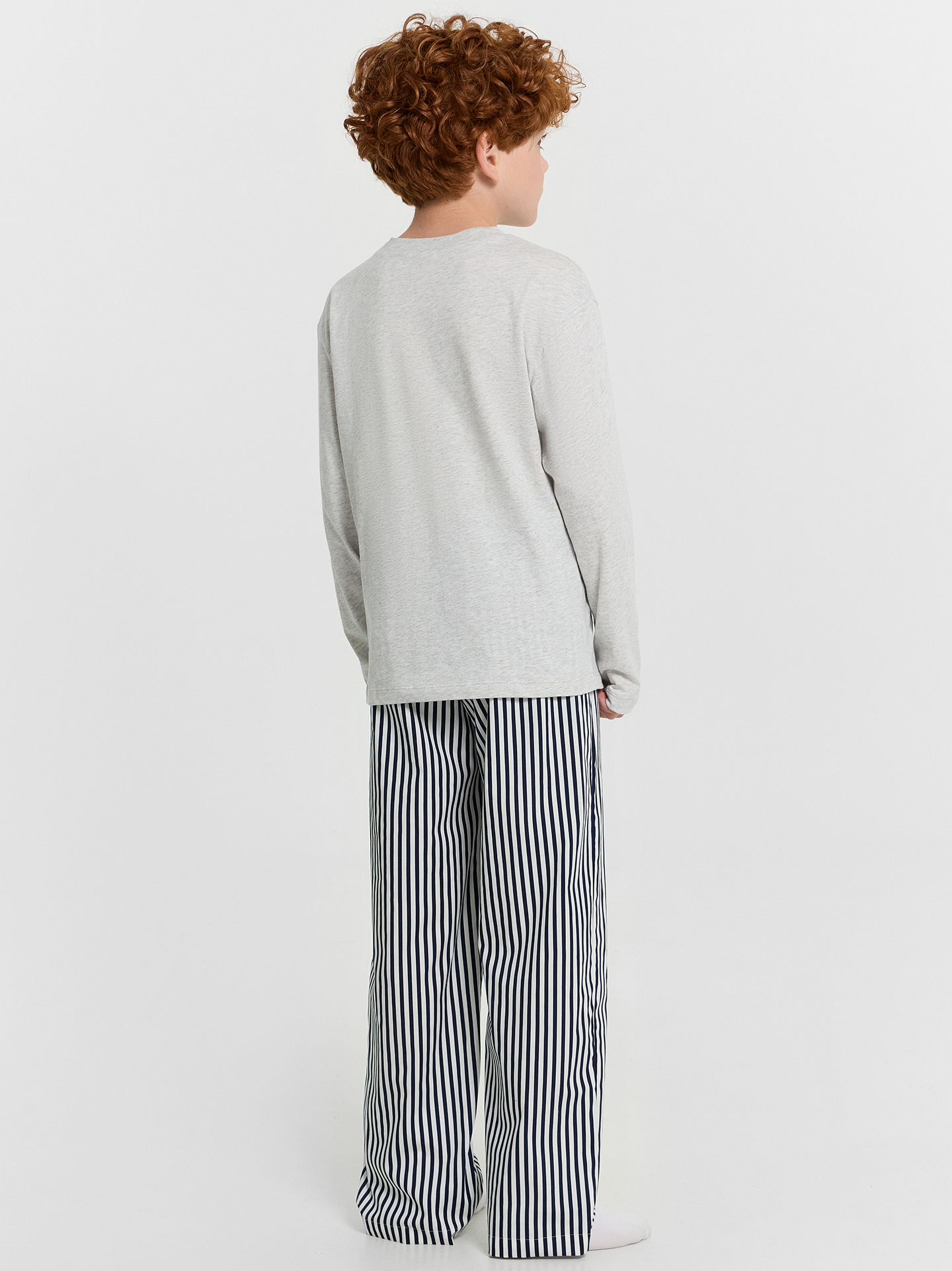 Пижамы Mark Formelle 563330/24-33889ПП-14 серый_меланж_4306_А_синяя_полоска_на_белом_декор