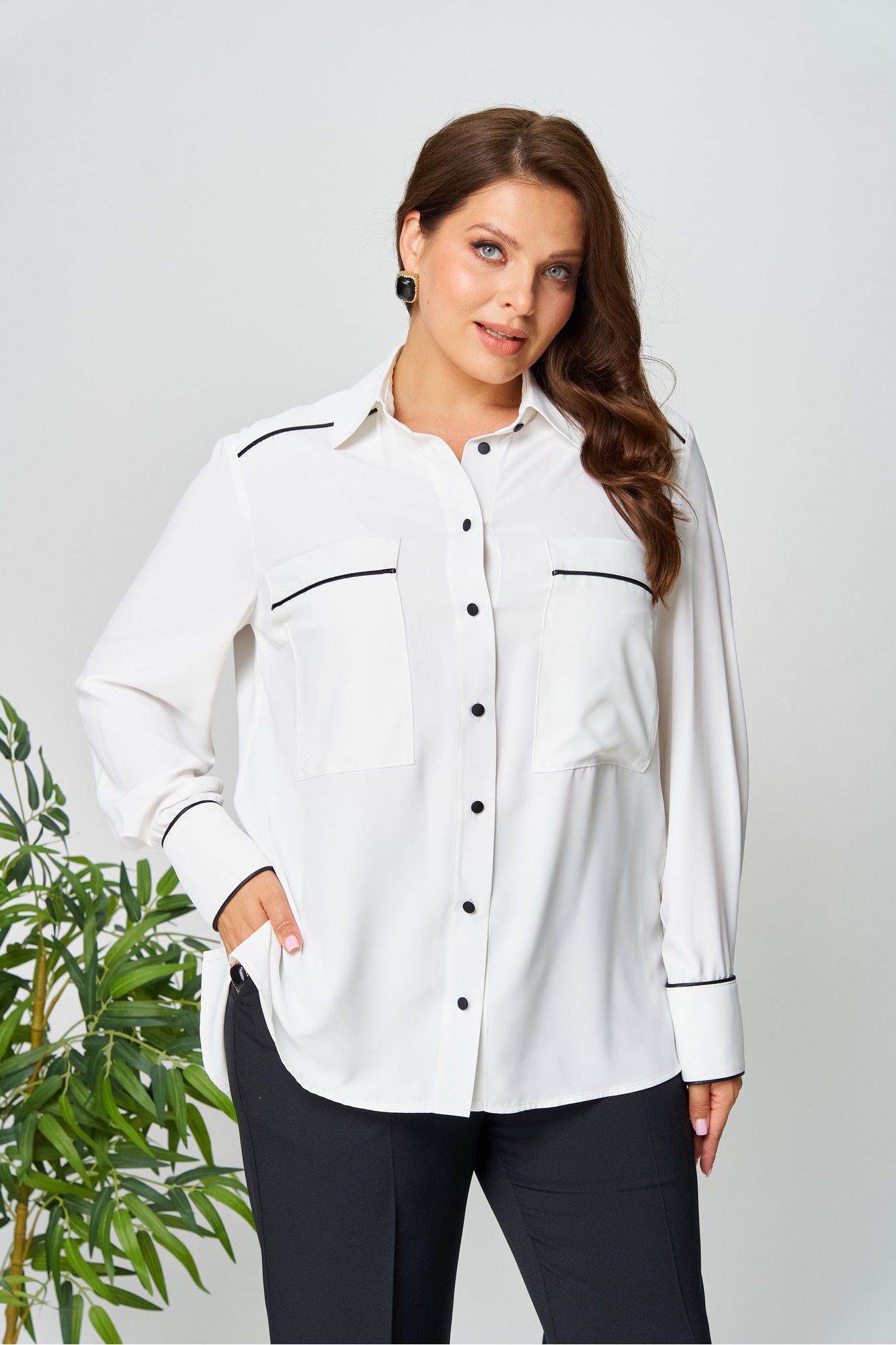 Рубашки AVA fashion М-142 молочный
