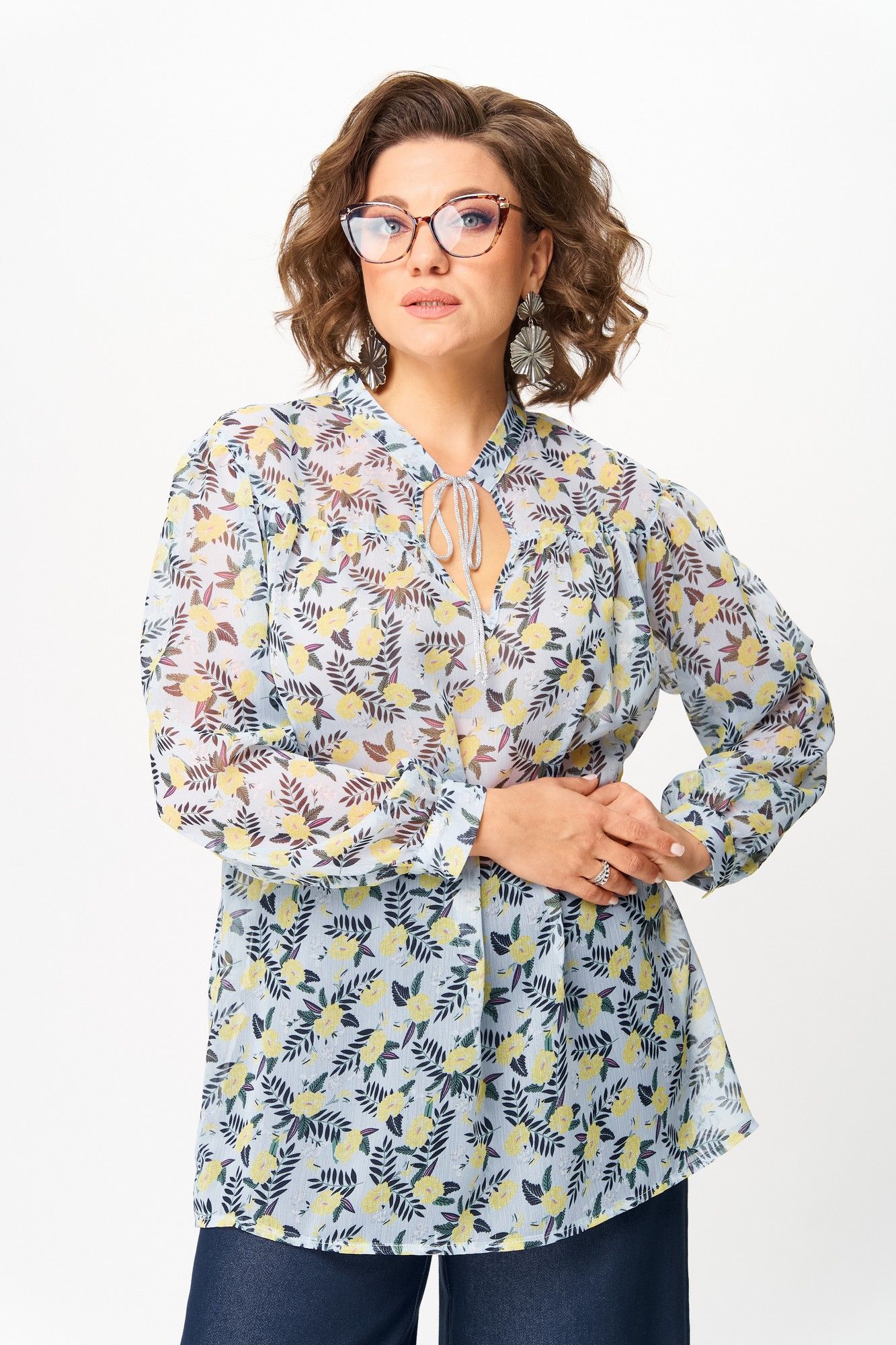 Блузы Michel chic 760/2 голубой_принт