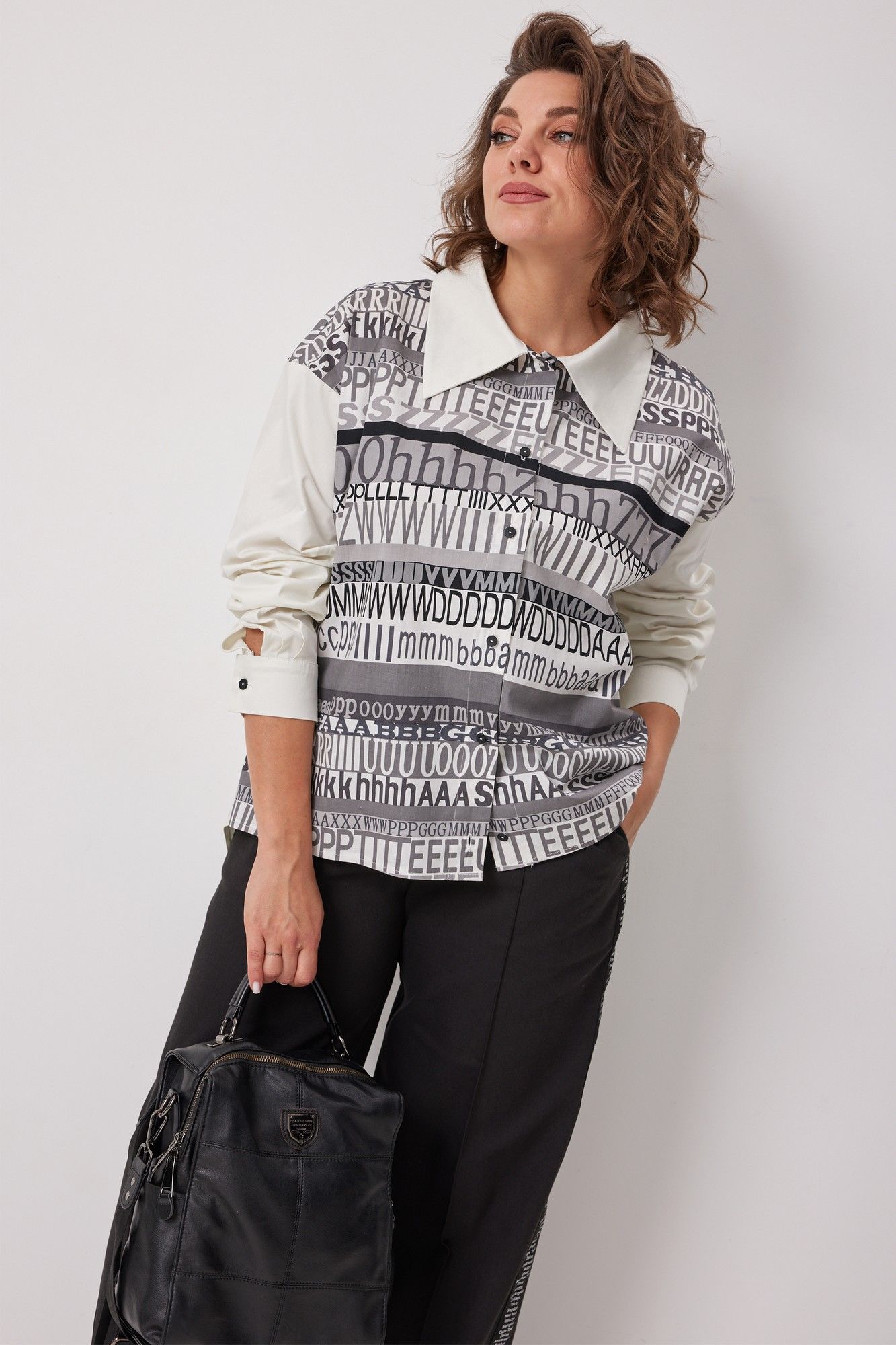Блузы BegiModa 4136 сливочно-серый
