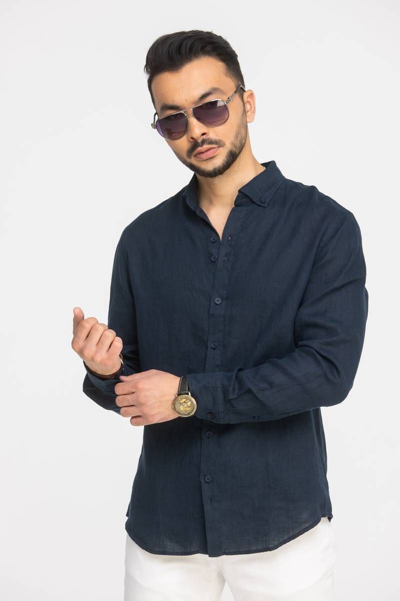 Рубашки с длинным рукавом Cool Flax КФР001 синий
