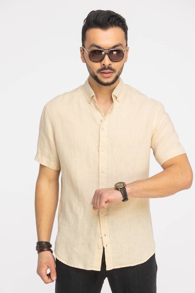 Рубашки с коротким рукавом Cool Flax КФР001кор.рук  шампань