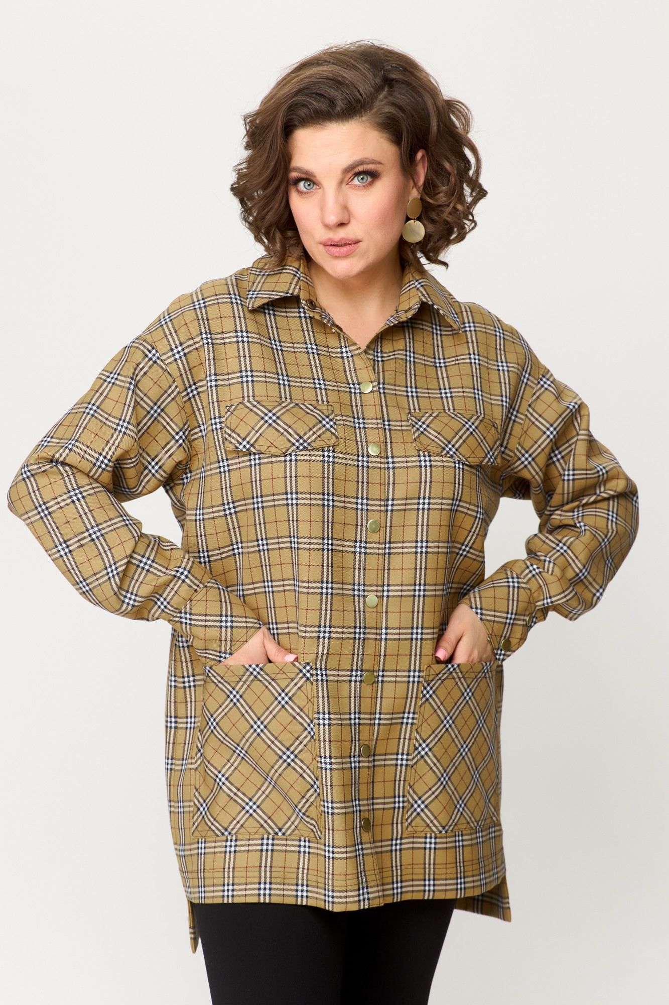 Рубашки Avenue Fashion 0342 песочный_клетка