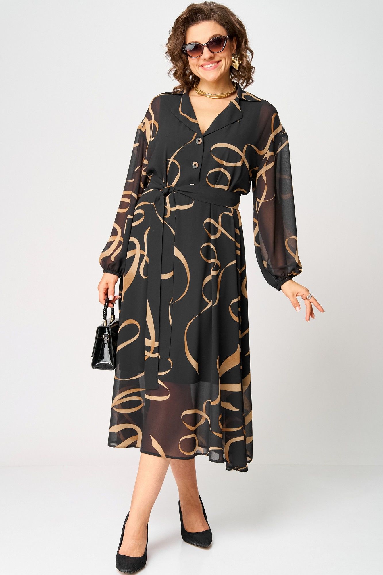 Платья EVA GRANT 7322 черный_принт