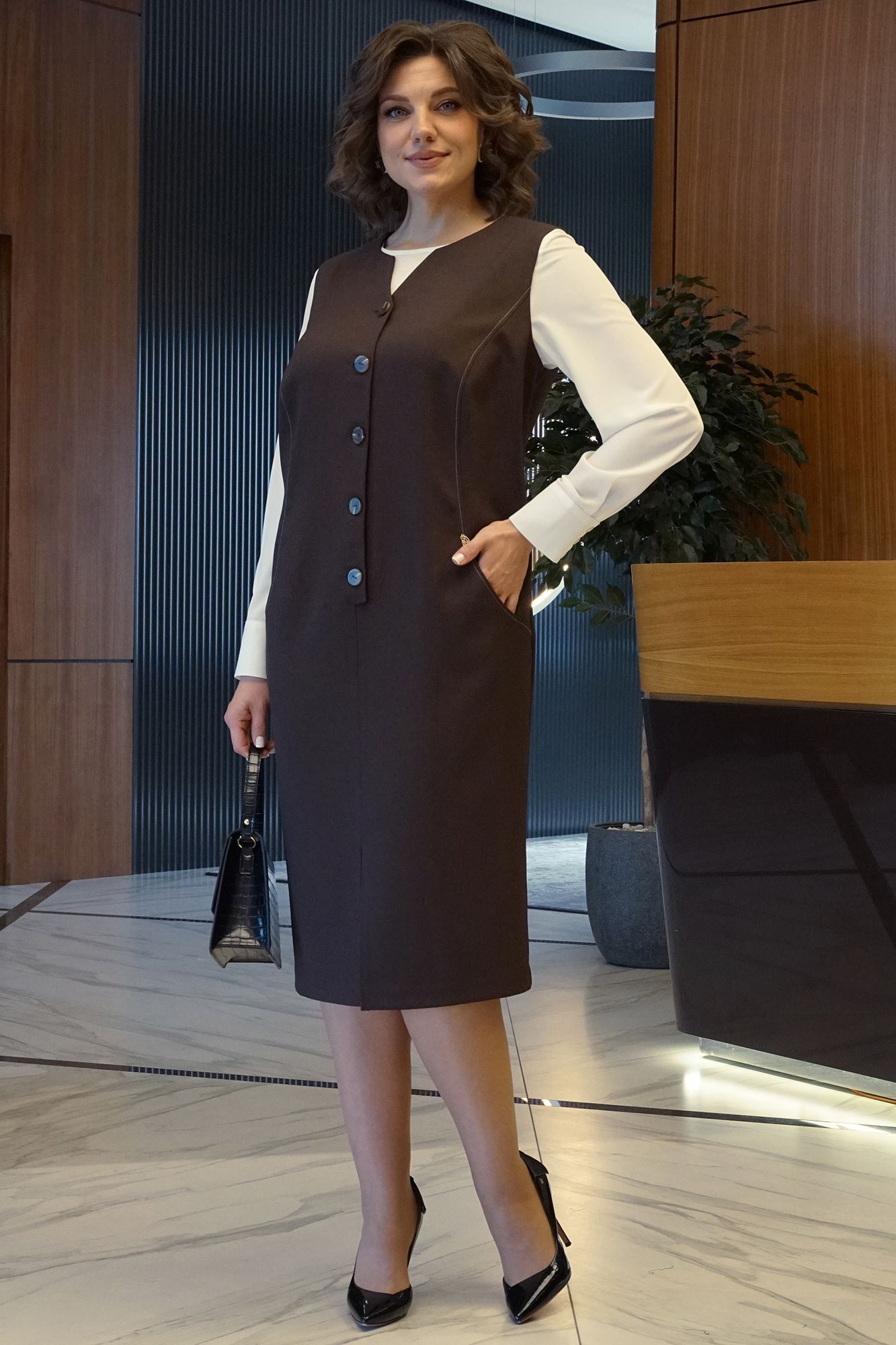 Комплекты с платьем Alani Collection 2436 коричневый-молоко