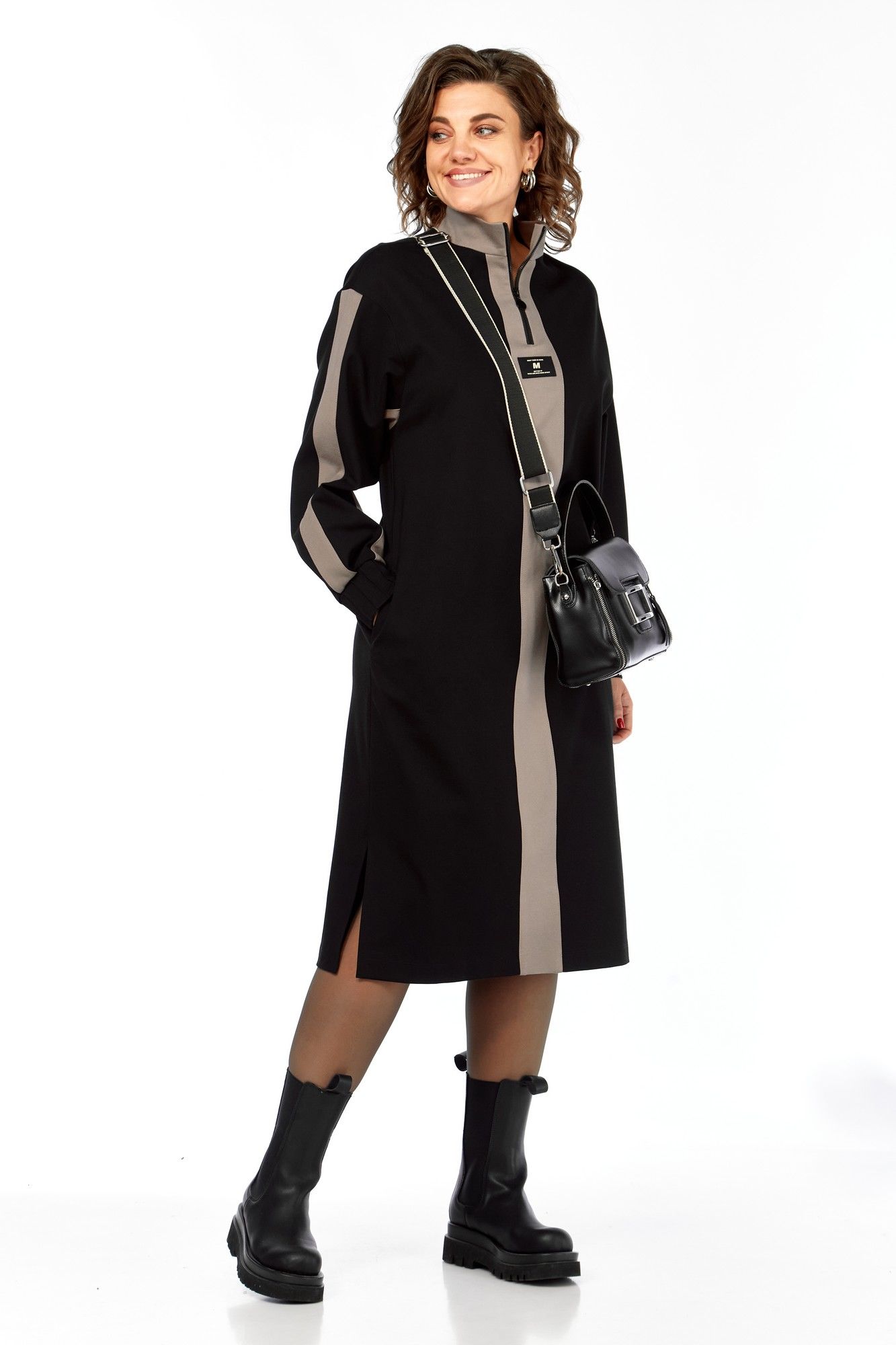 
Ольга Стиль С-972 черно-коричневый, Платье