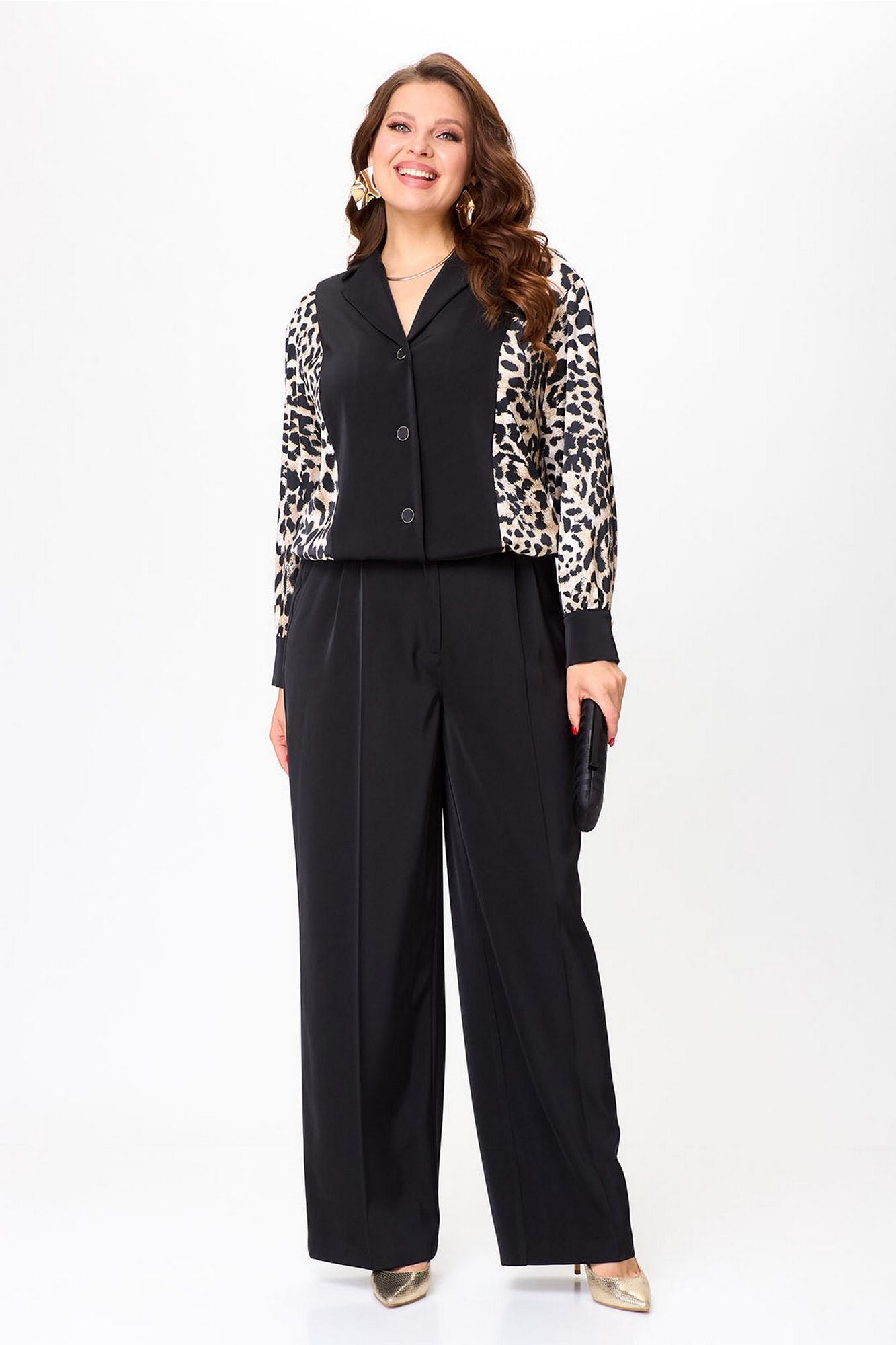 Брючные костюмы Lady Style Classic 2904 черный_с_бежевым