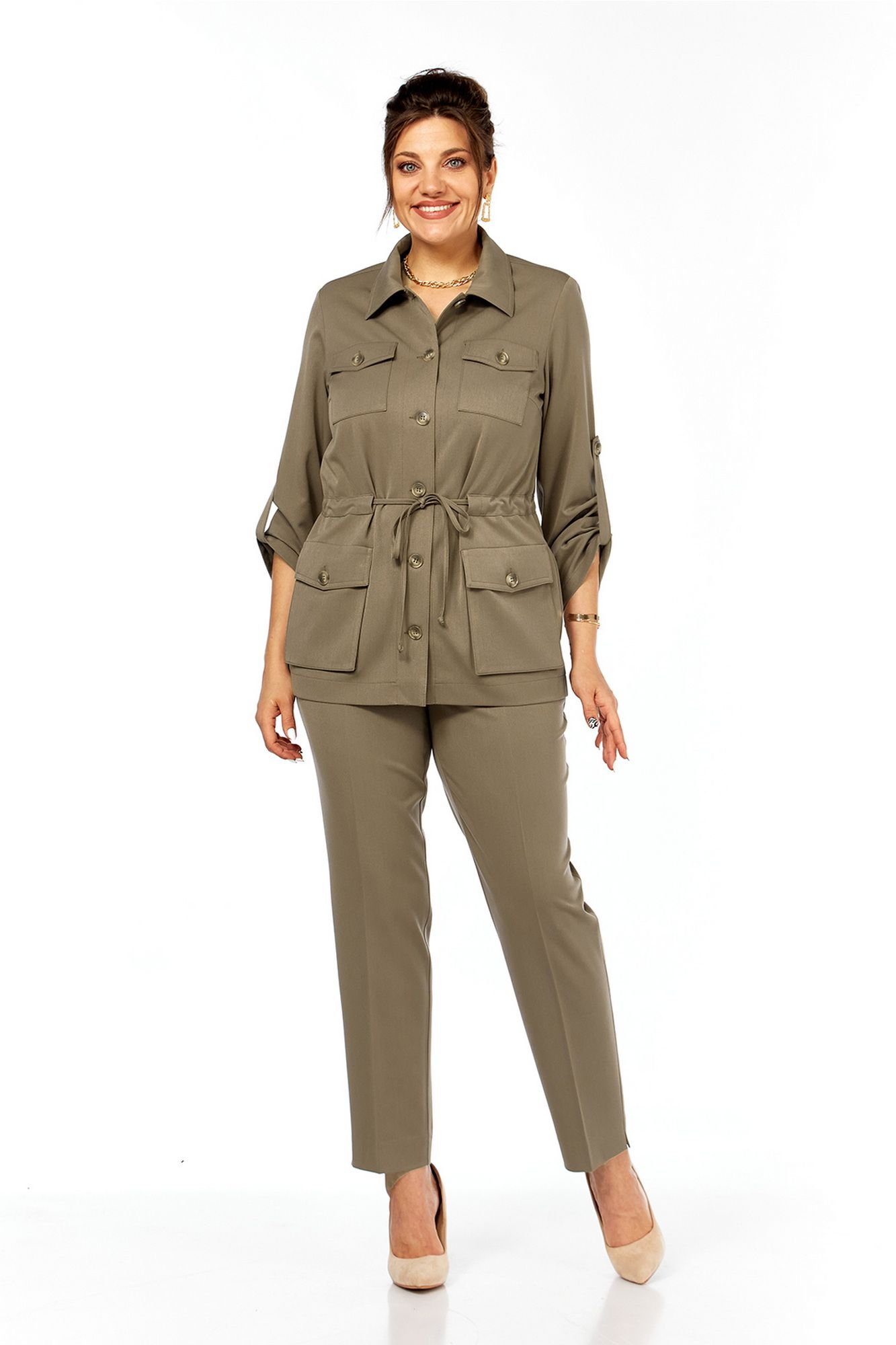 Брючные костюмы Lady Style Classic 2151/6 бежево-коричневый