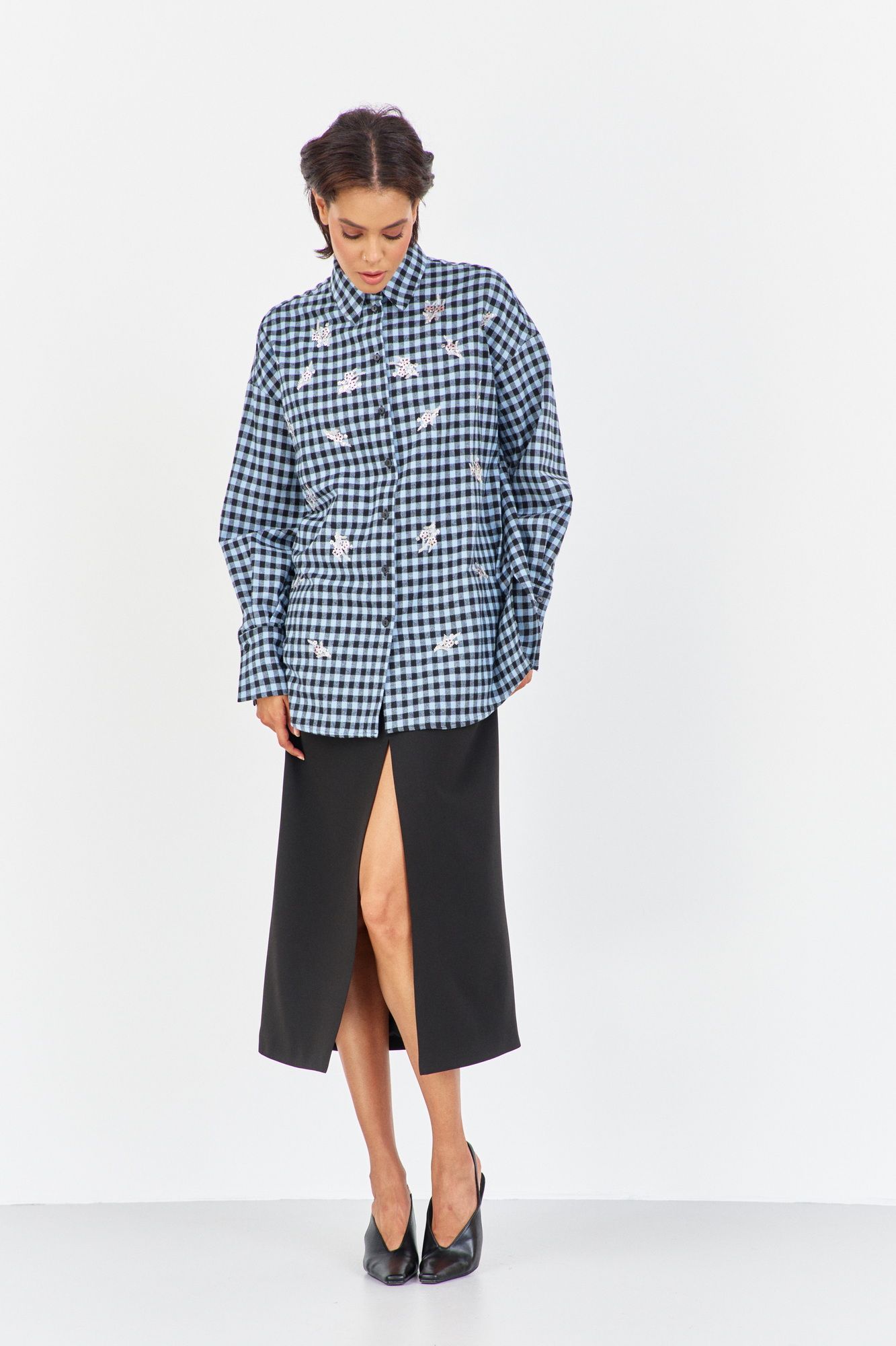 Рубашки FLAIM 2043 черно-голубой