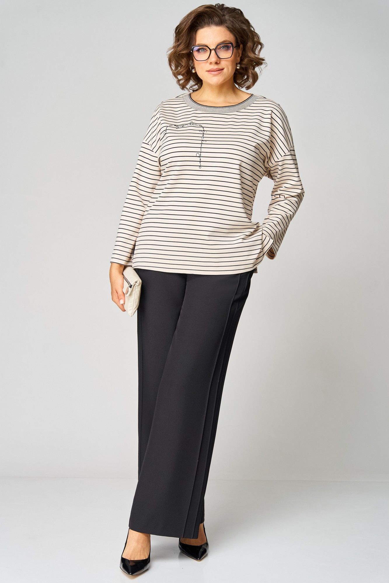
Мишель стиль 1322 кремово-черный, Брюки,  Туника