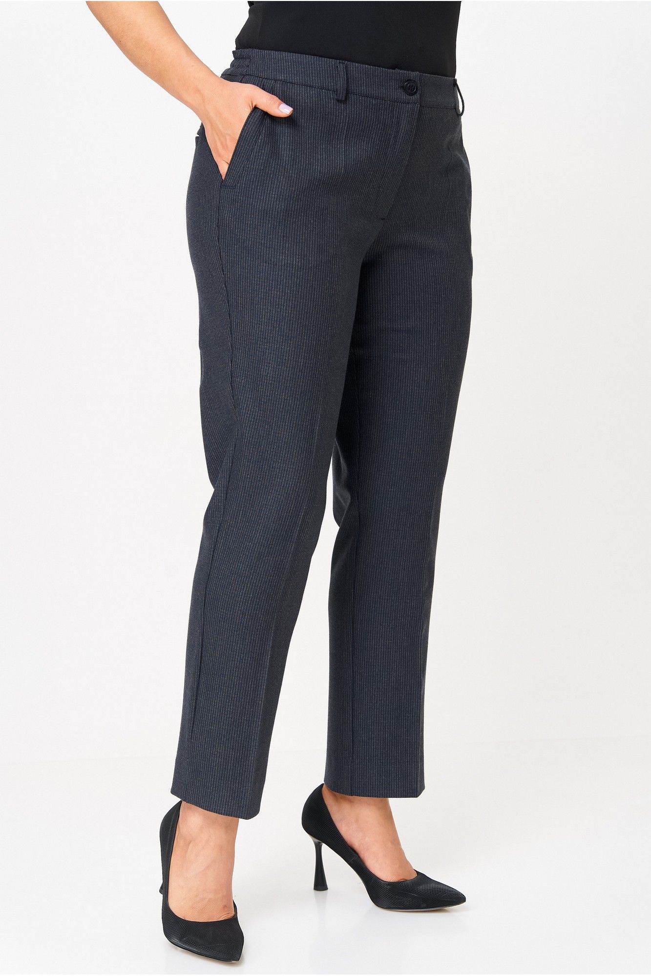 Брюки БелЭльСтиль 610-3_27_22 сине-серая клеточка