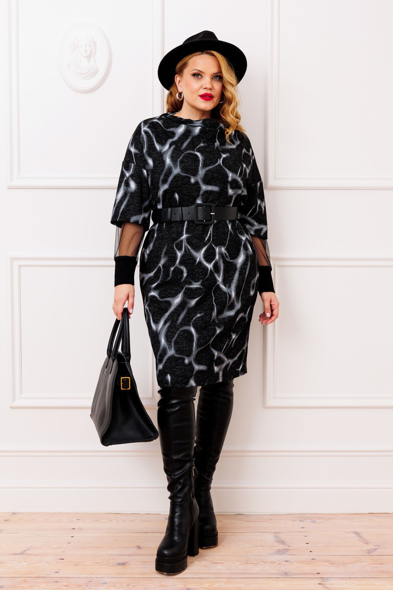 Платья AGATTI 5814-1 черный_с_серым