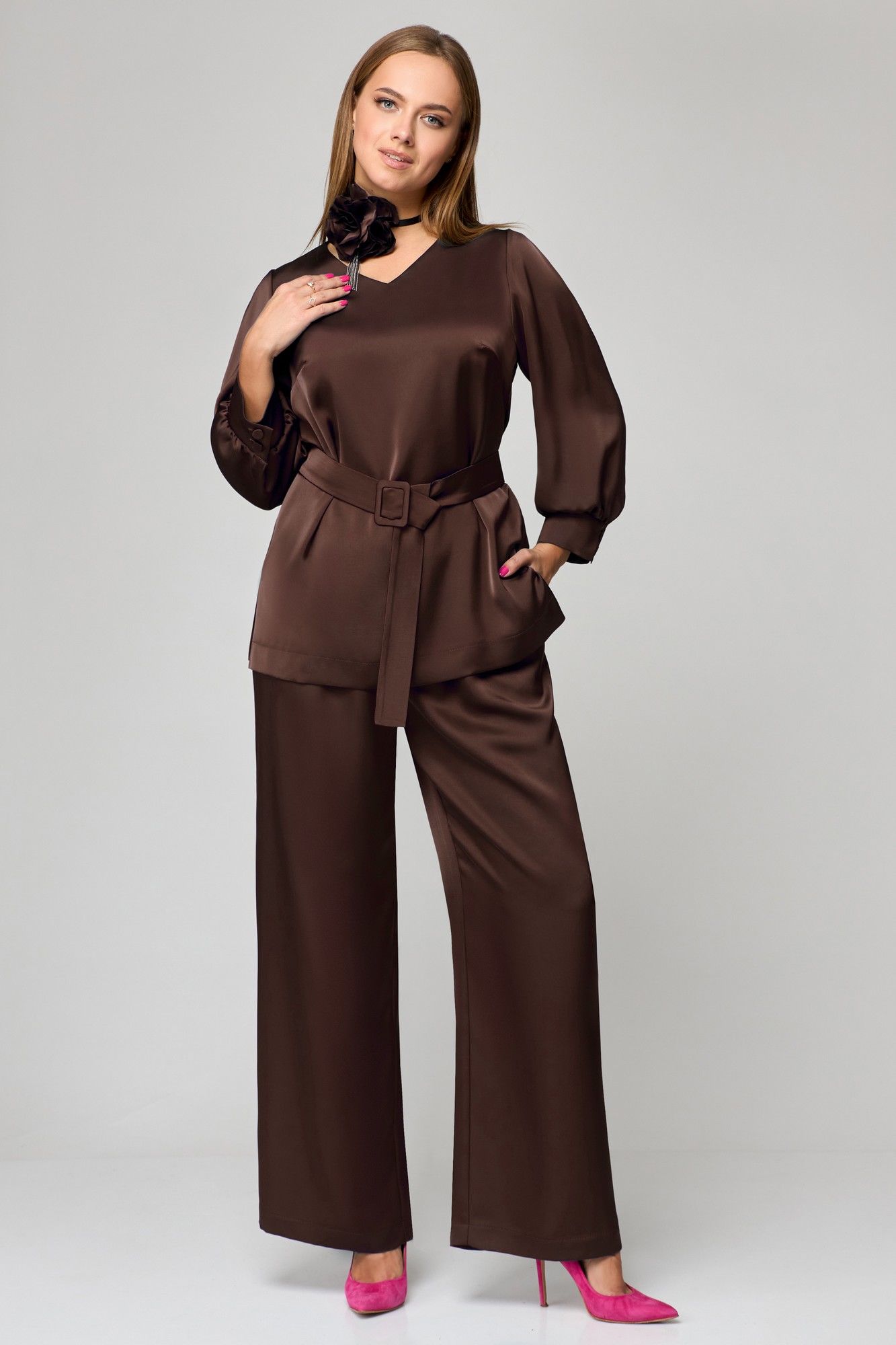 Комплекты брючные Мишель стиль 1160-1 горький_шоколад