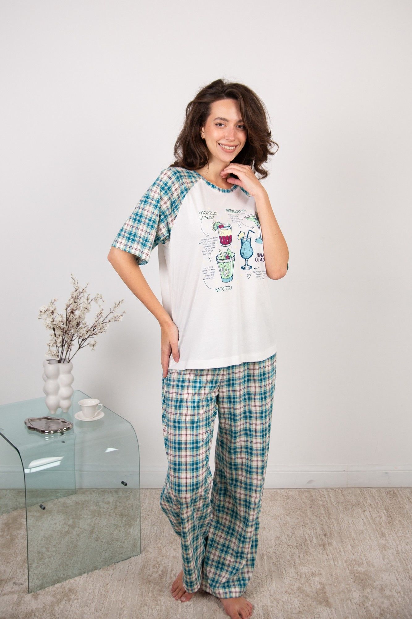 Пижамы Купалинка 40100G.158-164 к.экрю,клетка