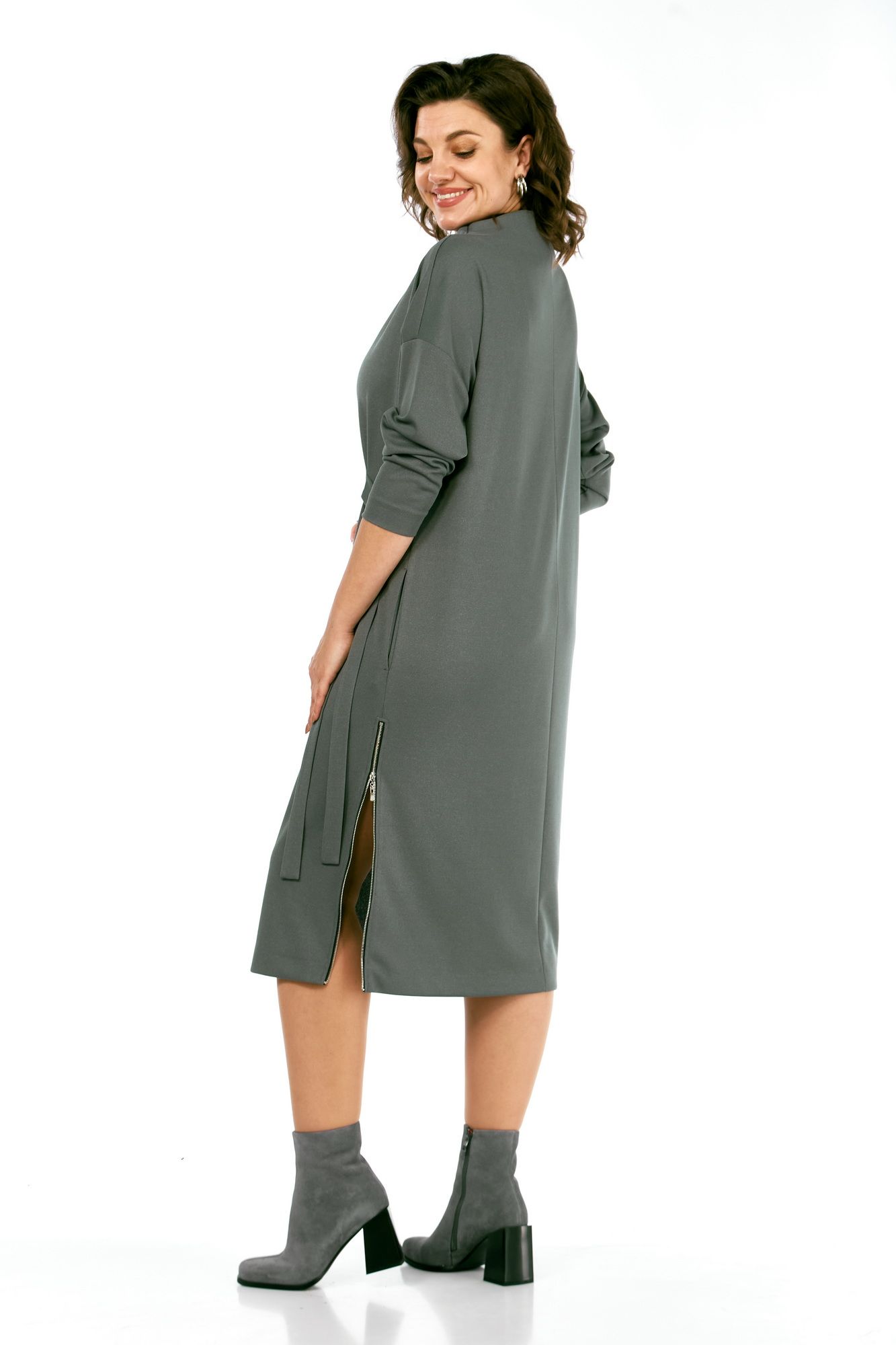 Платья Ольга Стиль С-976 серо-зеленый