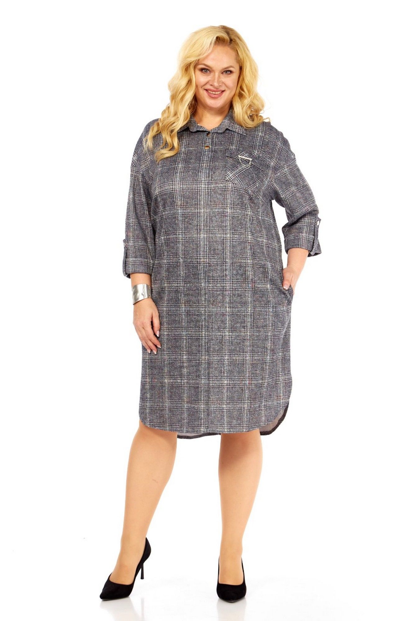 Платья СиБон 0169 серый_клетка