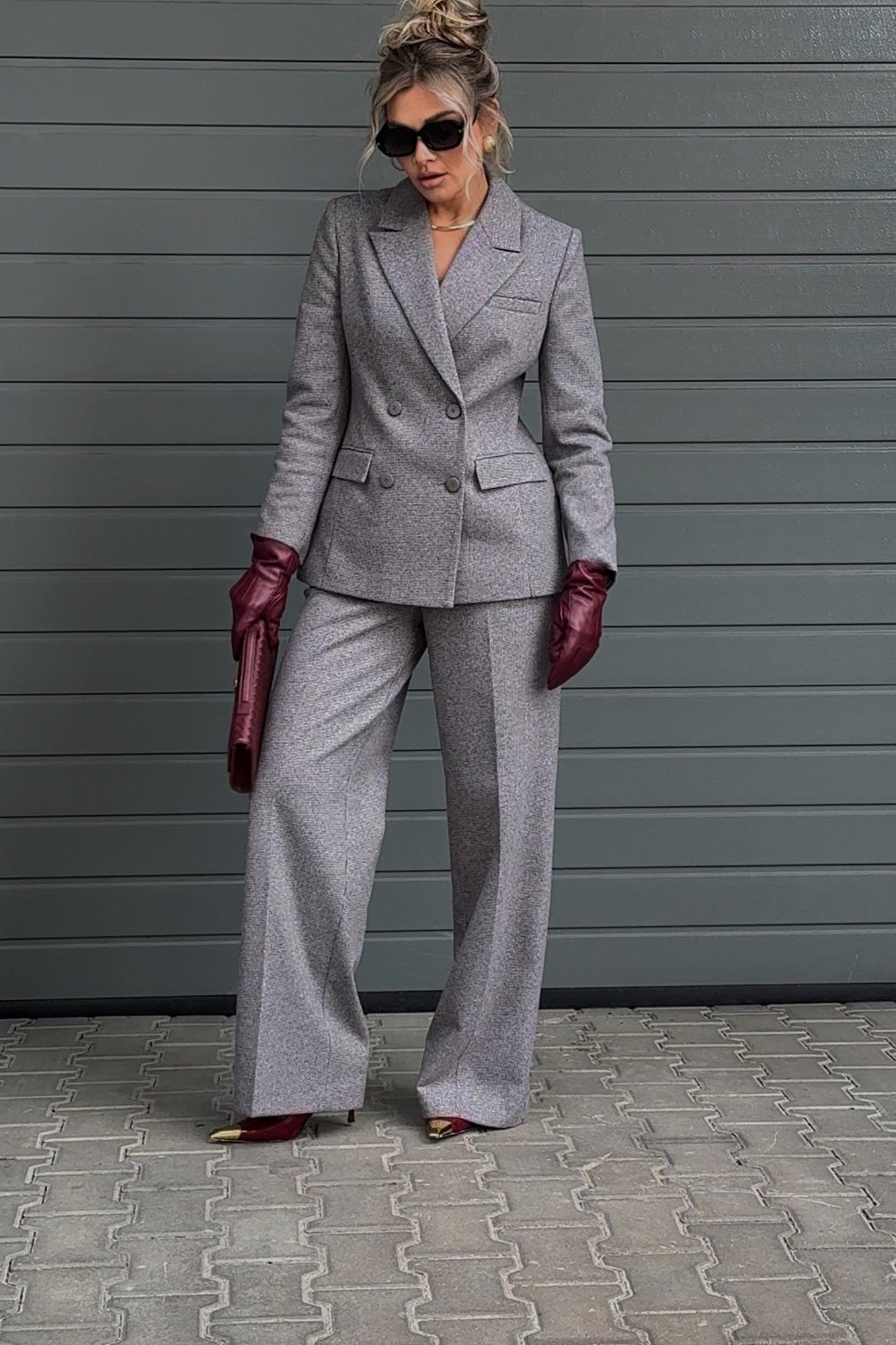 Брюки DNM 040 мелкий_квадратик_серо-бежевый