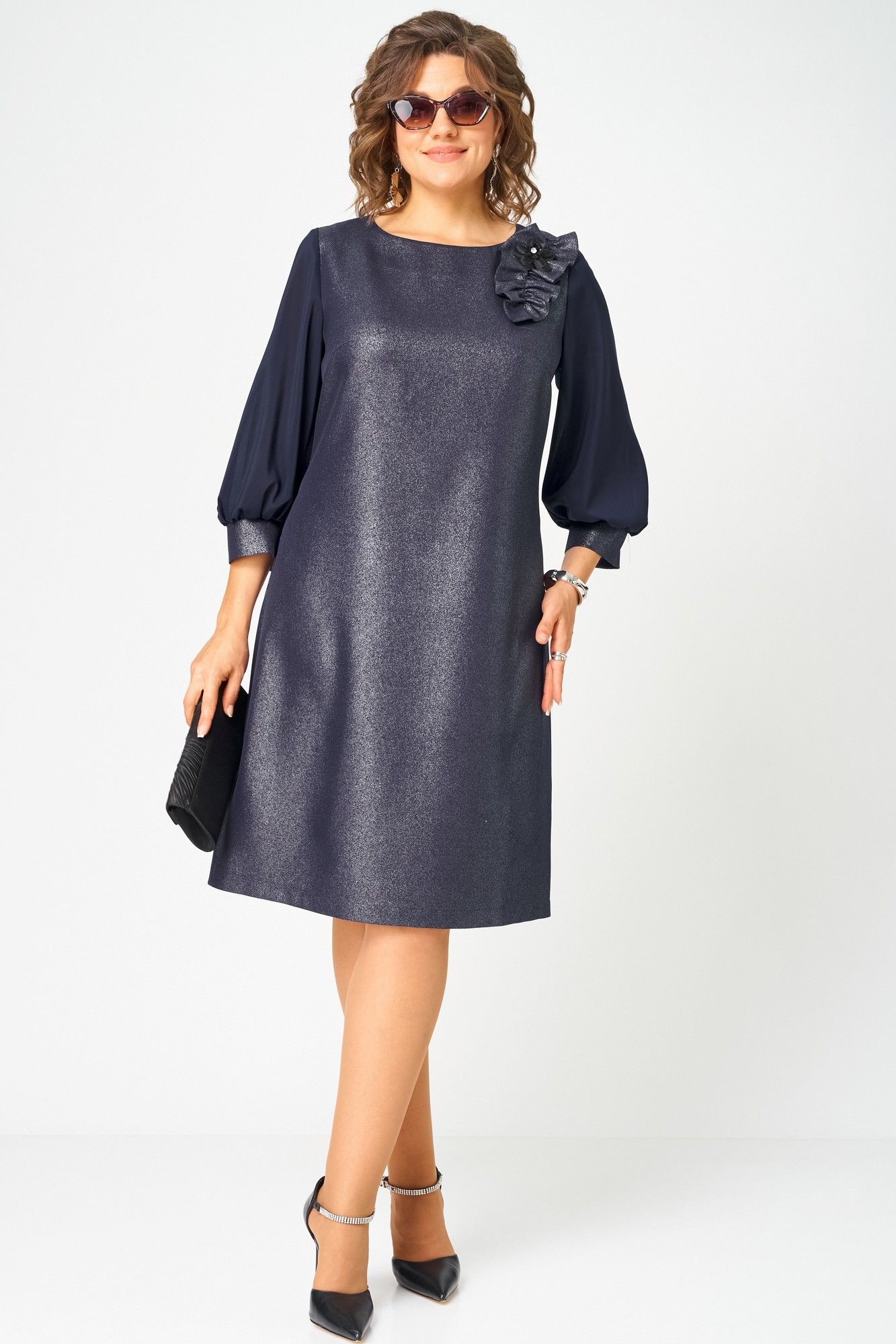 Платья EVA GRANT 7310D синий_баклажан