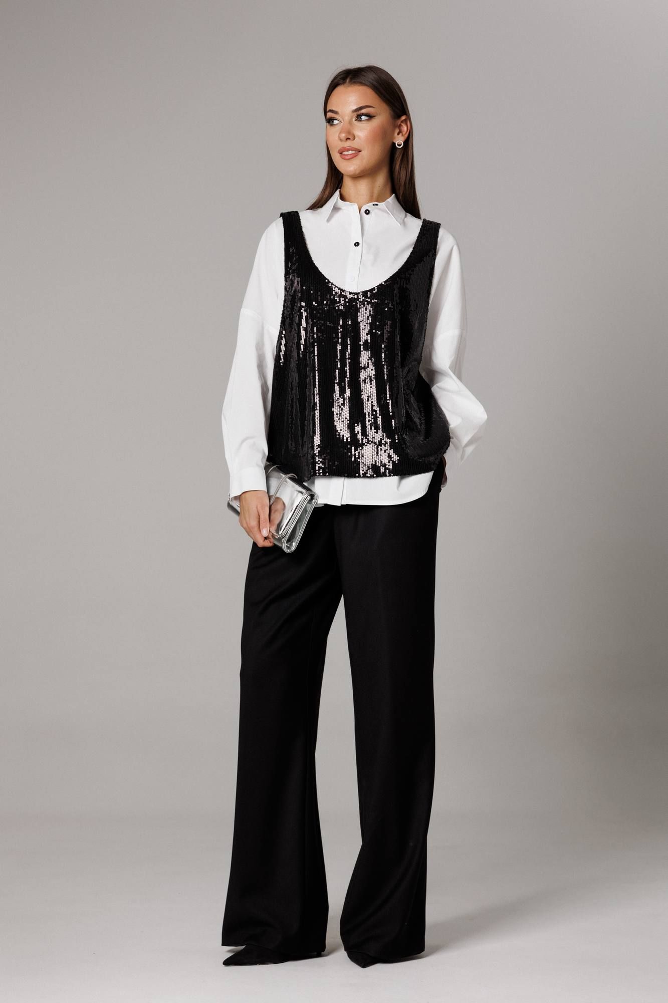 Комплекты брючные Ларс Стиль 1169 черный,белый