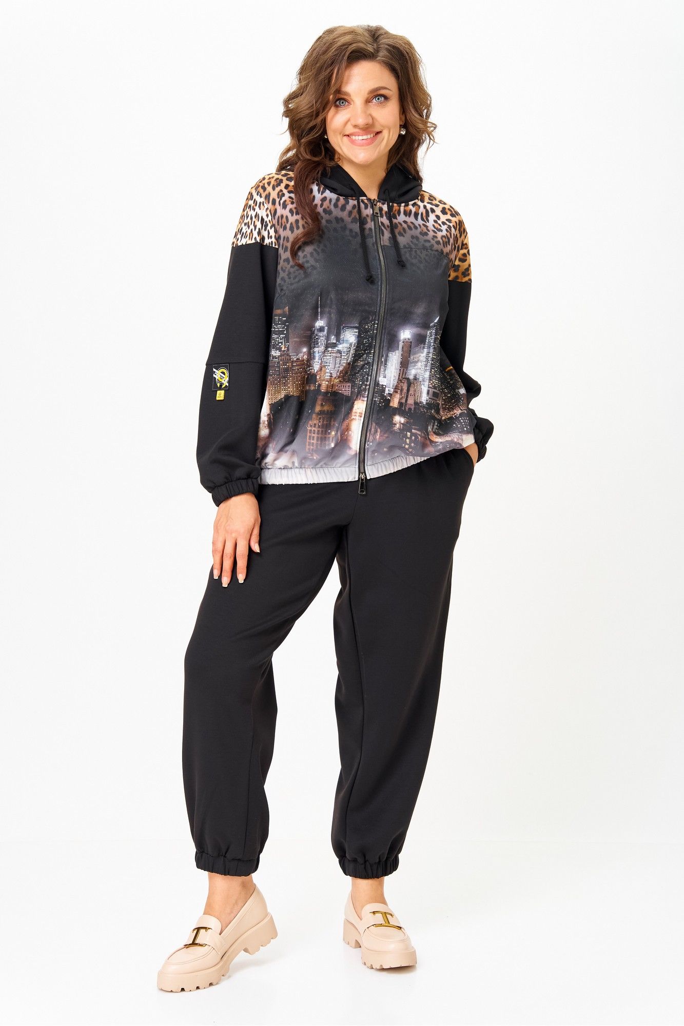 Костюмы Solomeya Lux 946/449 черный+леопардовый_принт