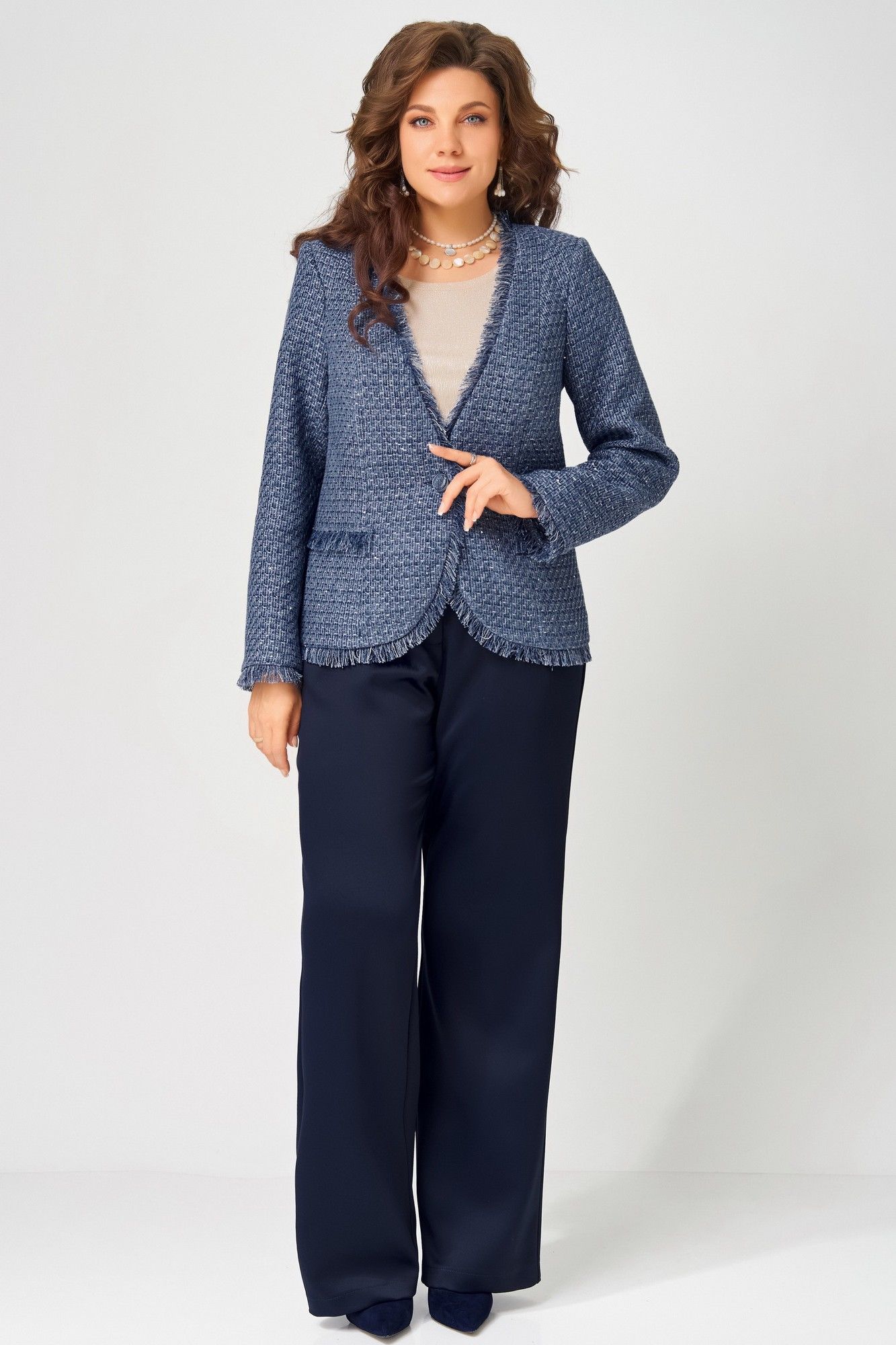 Брючные костюмы Fita 4056 бежево-синий