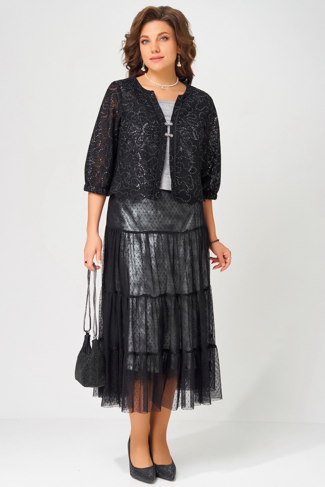 Комплекты юбочные Fita 4141 черно-серебристый