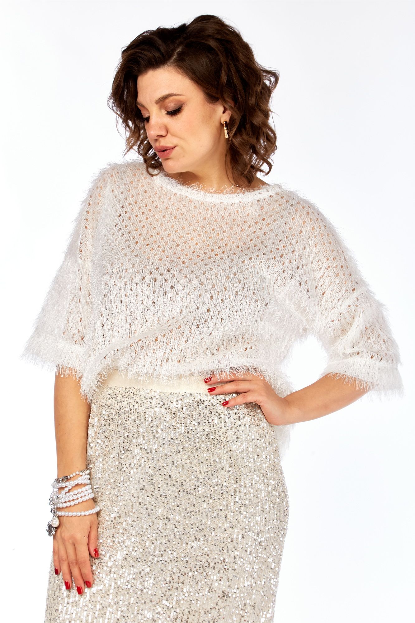 Блузы Ольга Стиль Л-417 молочный