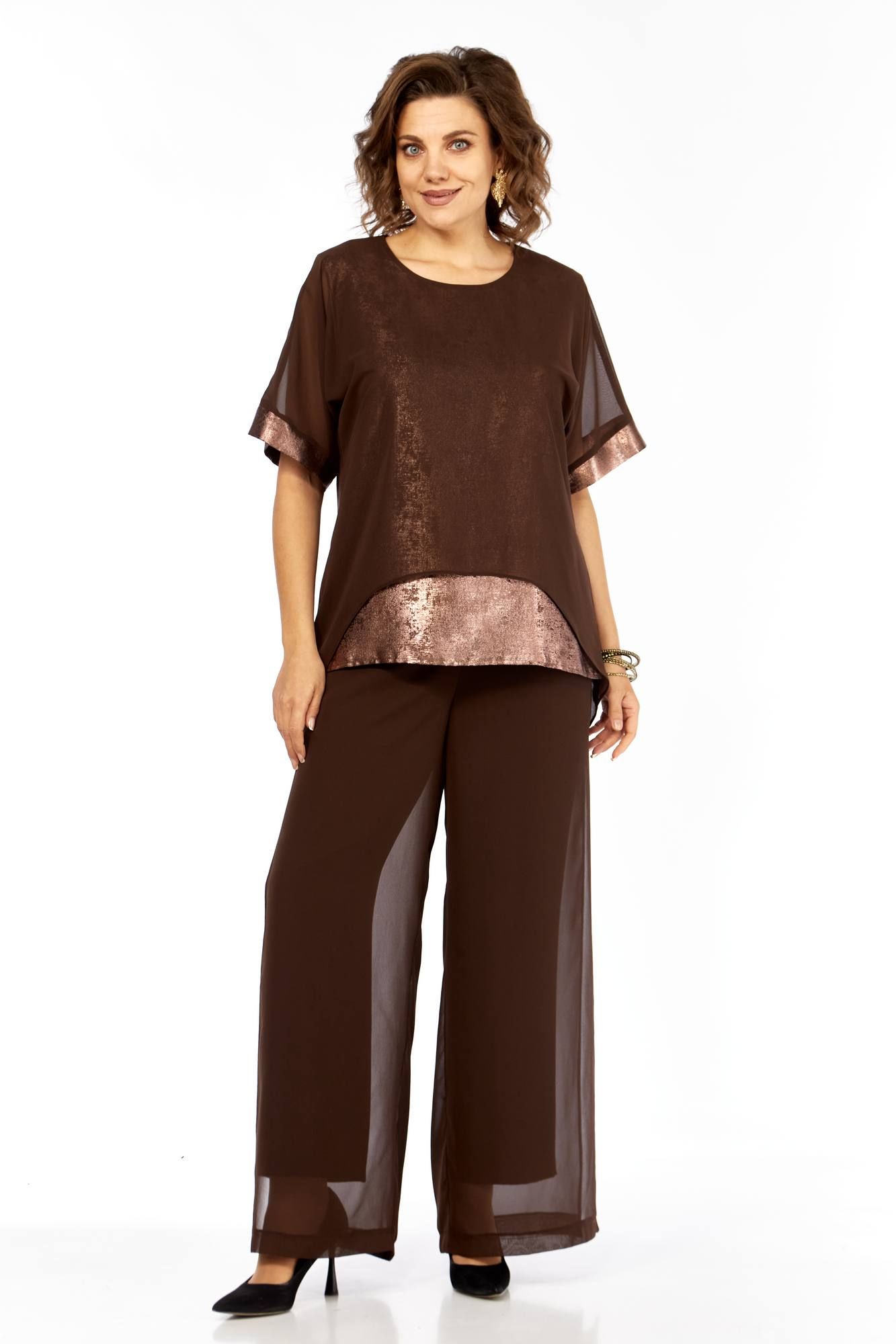 Комплекты брючные БагираАнТа 1080 коричневый+золото