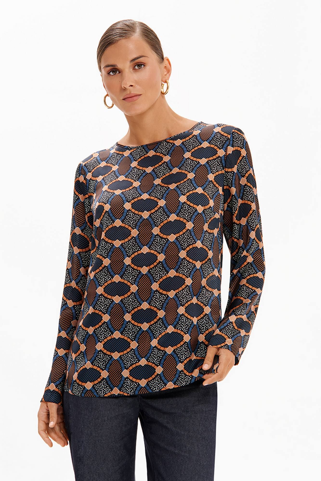 Блузы Nelva 23486 черный принт