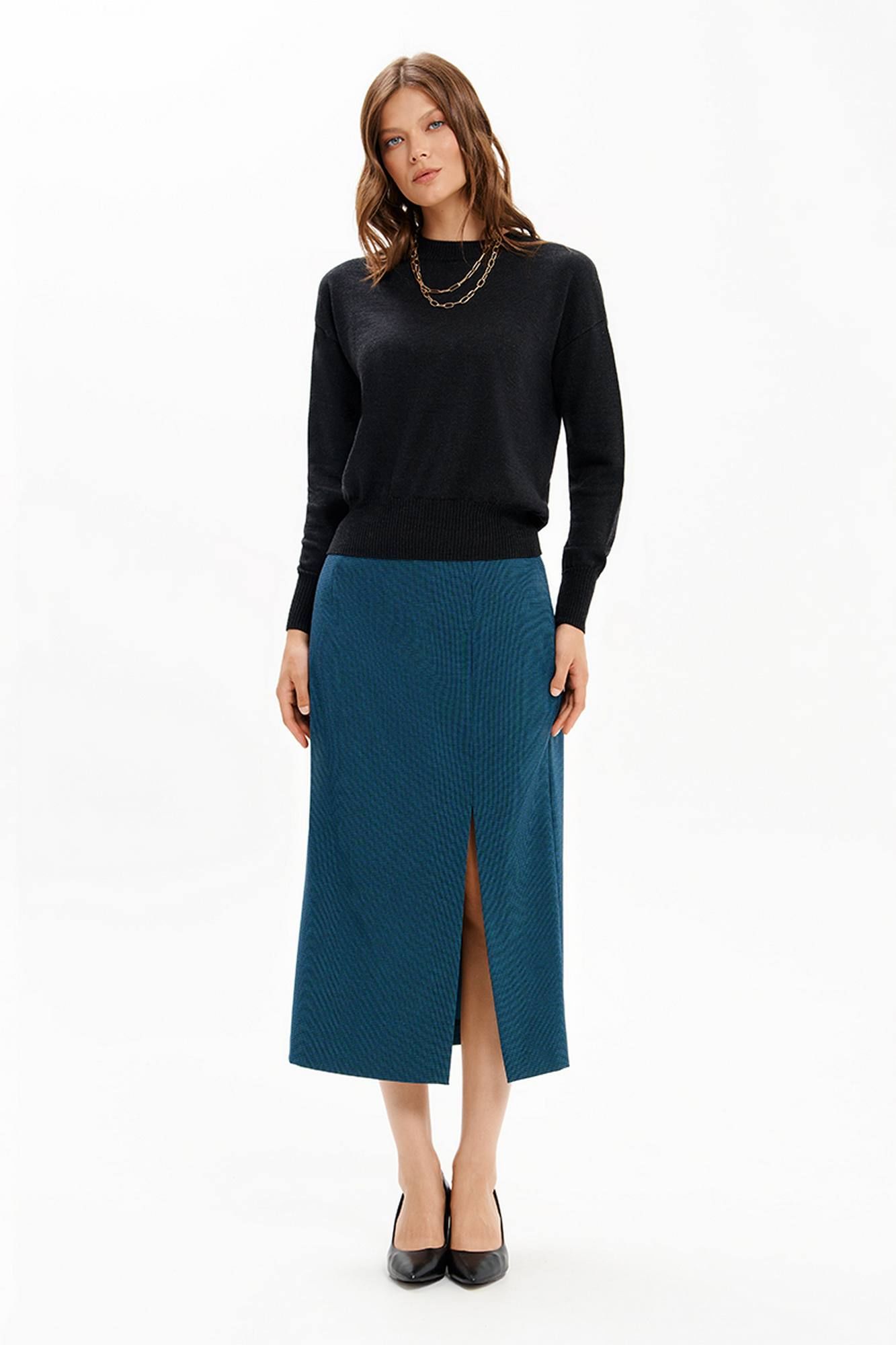 Юбки Nelva 4927 бирюзовый жаккард