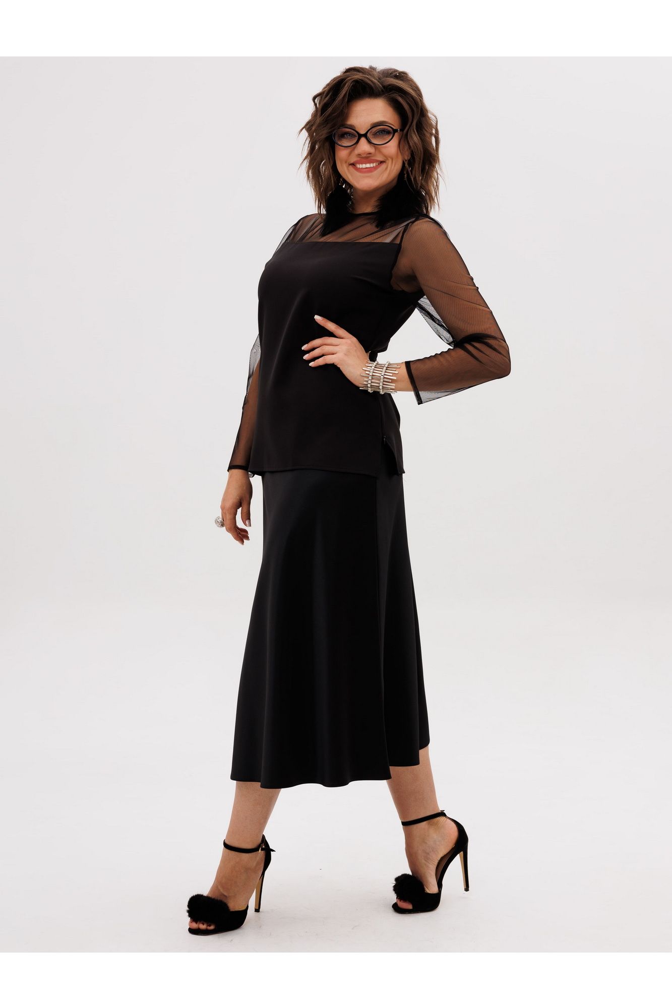 Блузы Anelli 1777 черный_туман