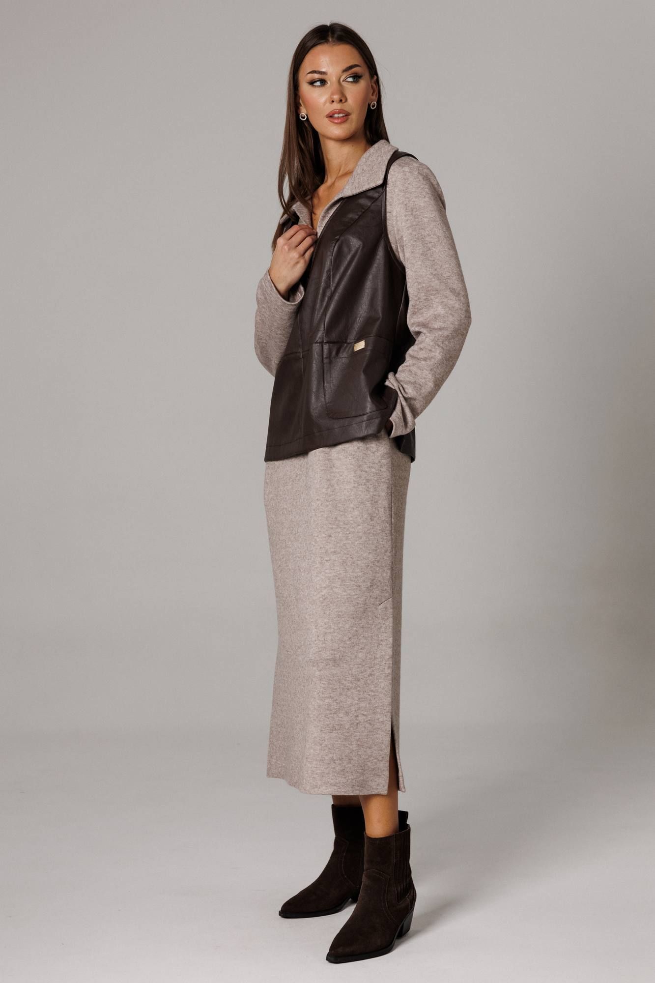 Комплекты с платьем Ларс Стиль 1175 бежевый,шоколадный