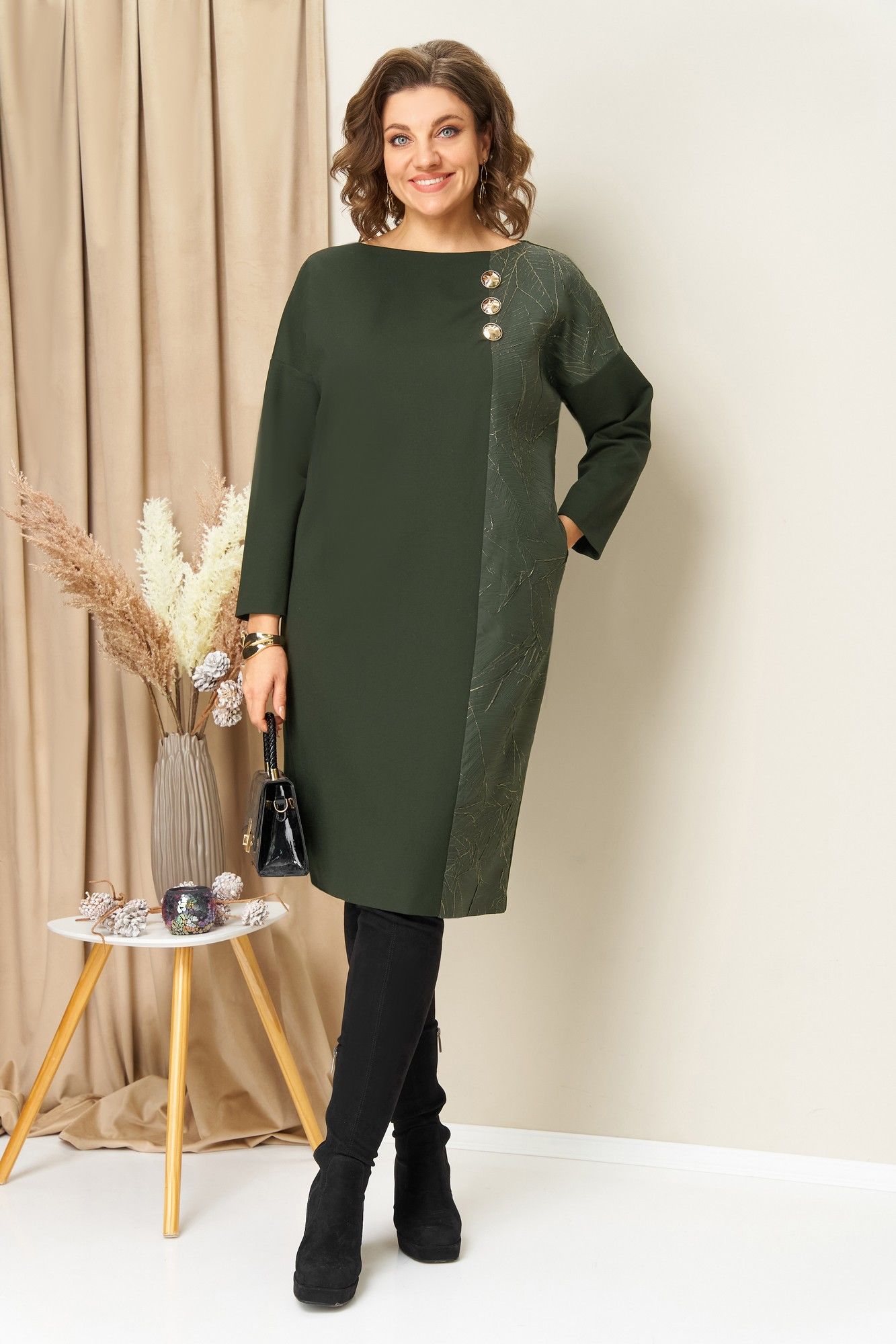 Платья VOLNA 1452 олива