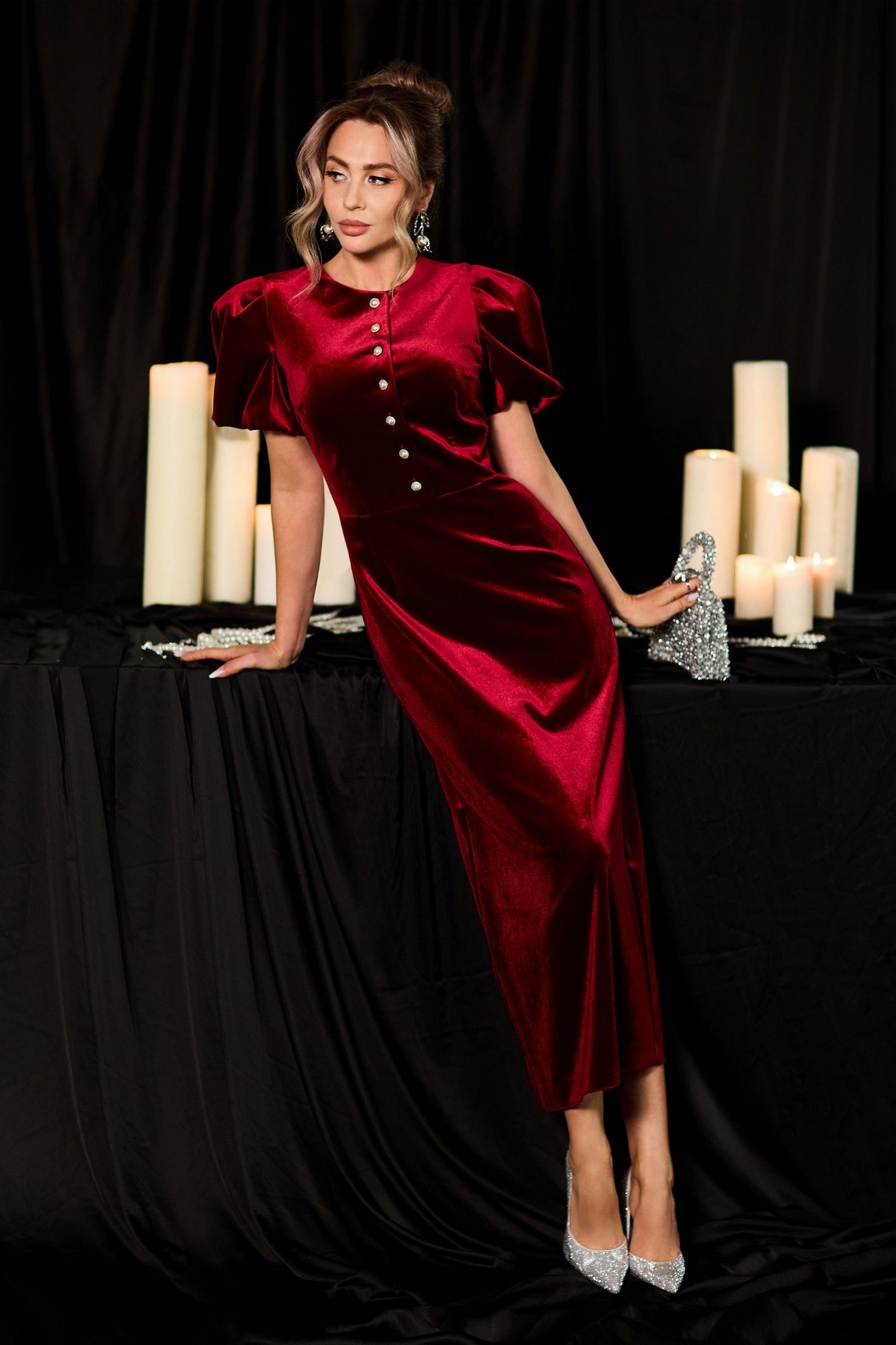 Платья Golden Valley 44257 бордовый