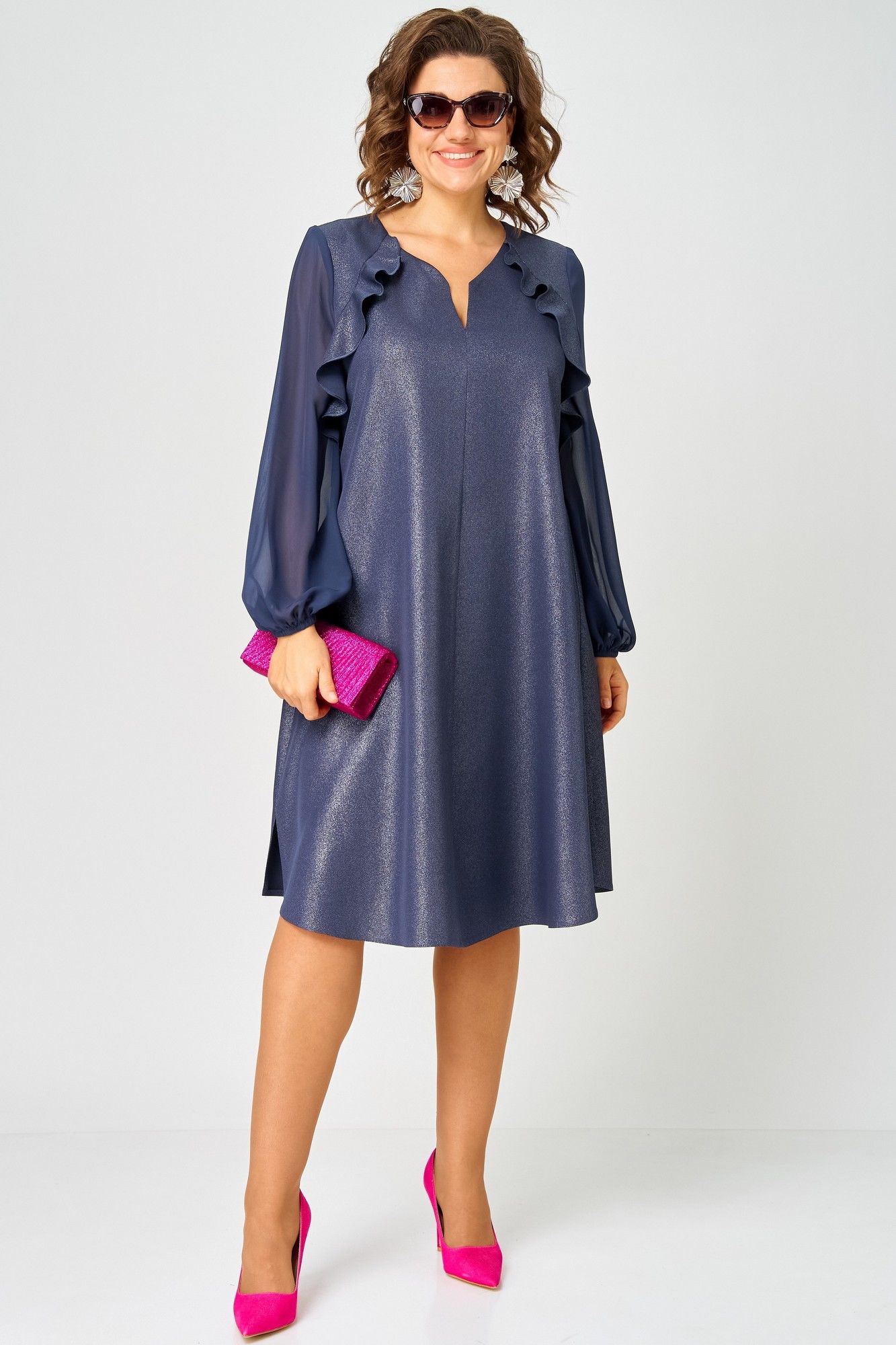 Платья EVA GRANT 7322А синий_баклажан