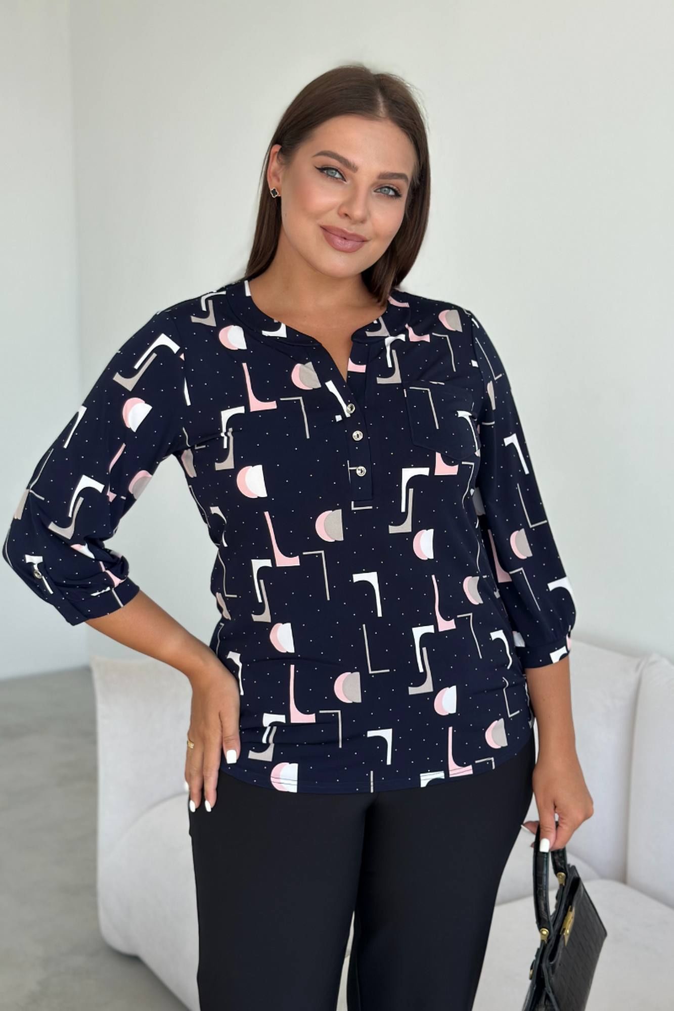 Блузы LindaLux 1-590 синяягео