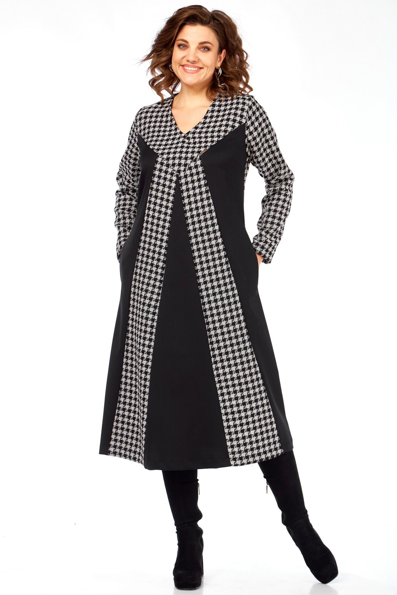 Платья Celentano lite 5070 гусиная_лапка/однотон