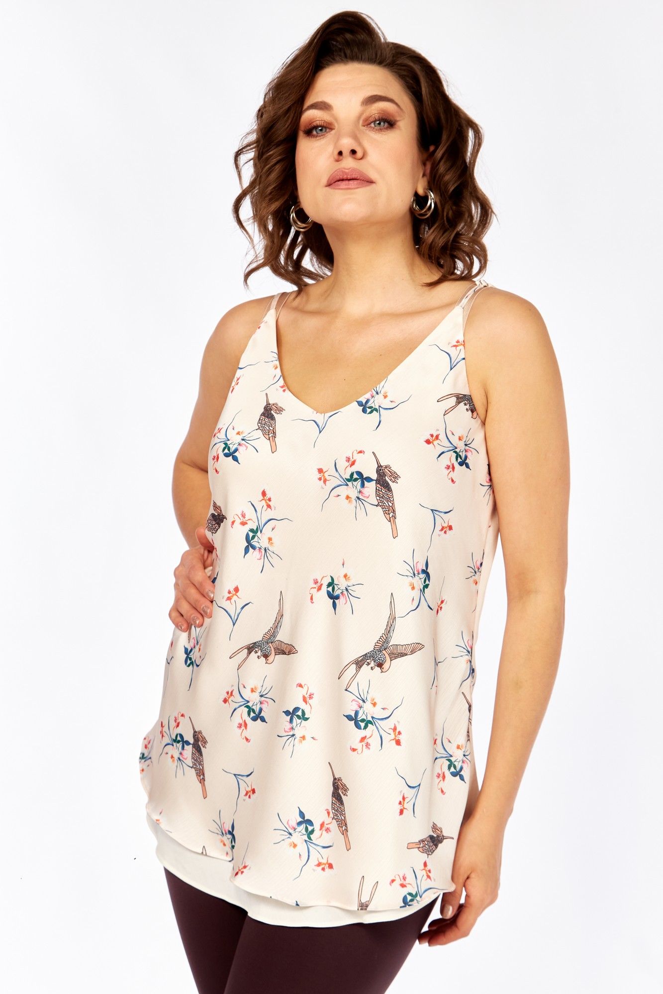 Топы Avenue 0346 молочный_дизайн_птички