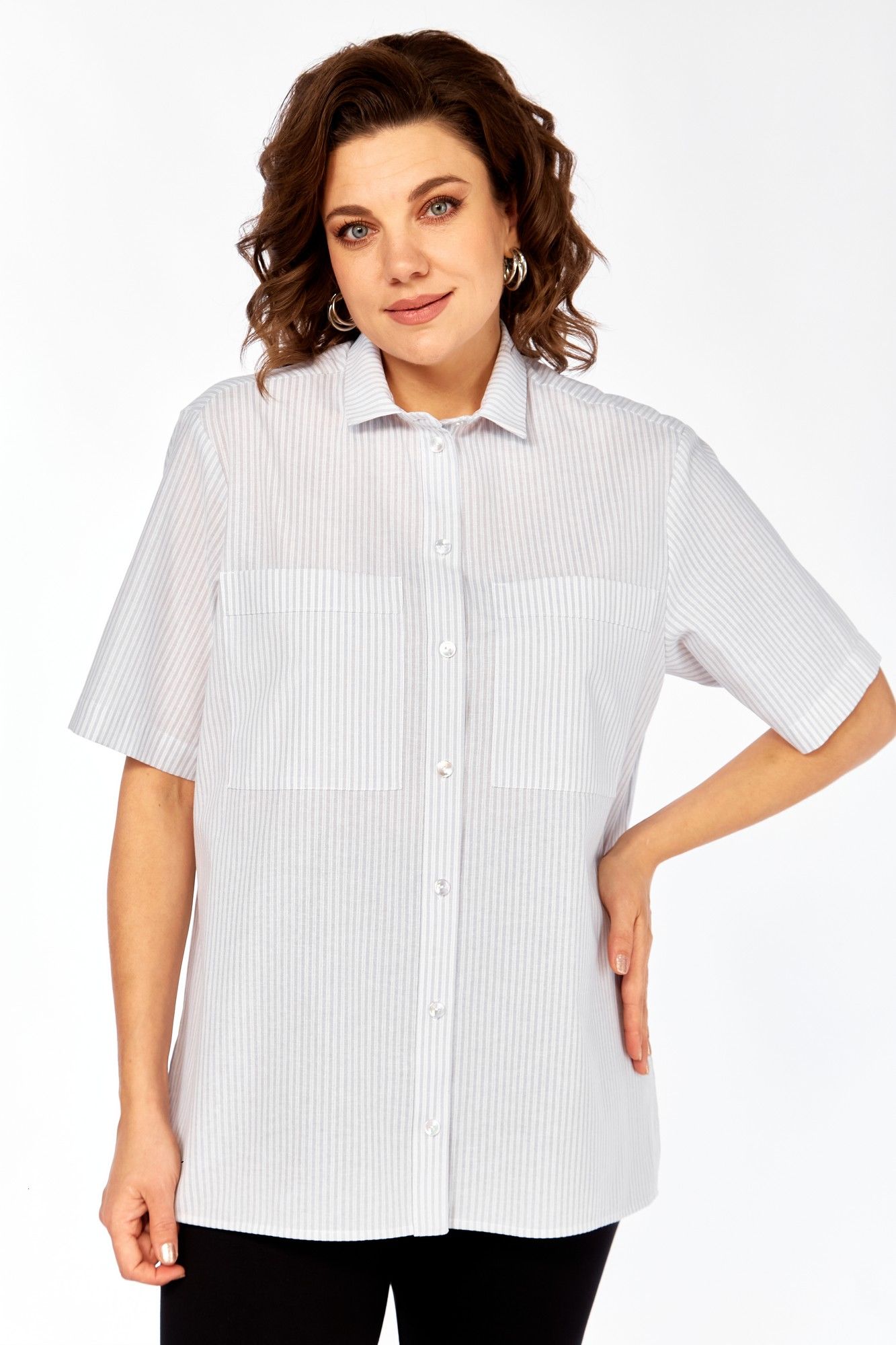 Рубашки Avenue 0338-4 полоска_серый+молочный